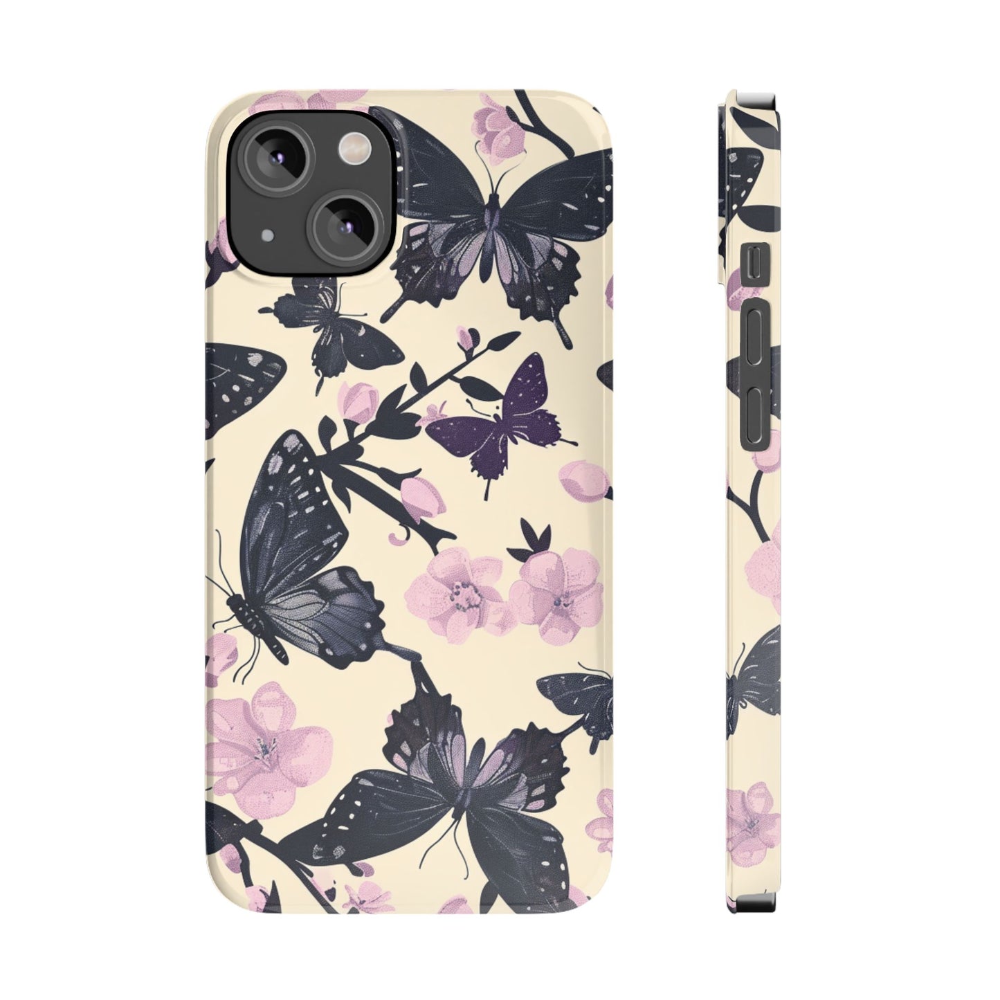 Butterfly Floral Slim Phone Cases, Elegant Butterfly Design, Nature Lover Gift, Phone Accessory, Stylish Cases for Women