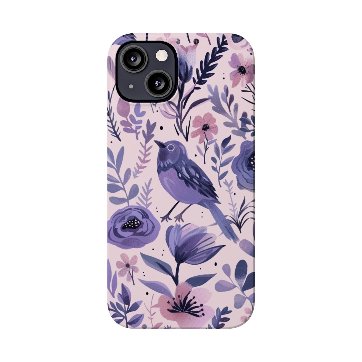 Floral Bird Slim Phone Case, Elegant Phone Cover, Cute Gift for Bird Lovers, Spring Vibes, Nature-Inspired