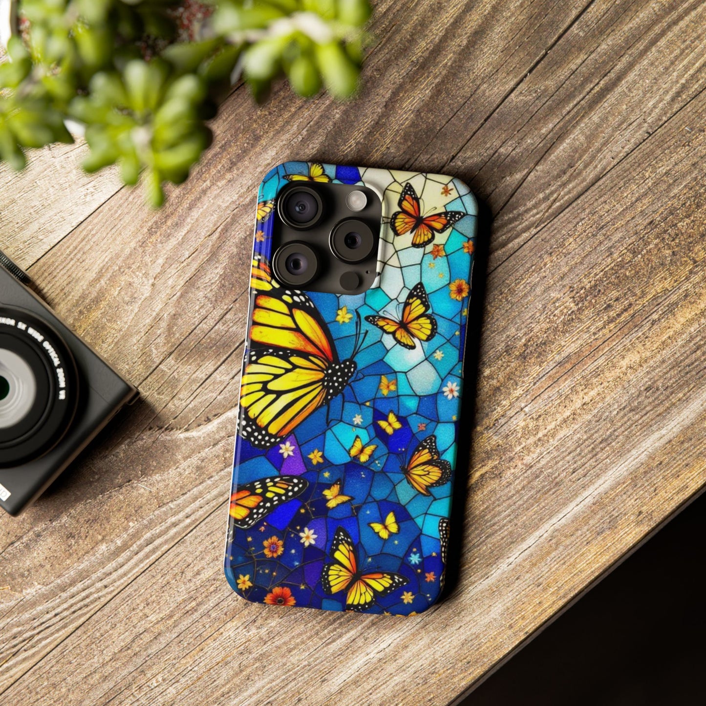 Butterfly Garden Slim Phone Case - Colorful Floral Design, Gift for Nature Lovers, Birthday Surprise, Eco-Friendly, Summer Vibes