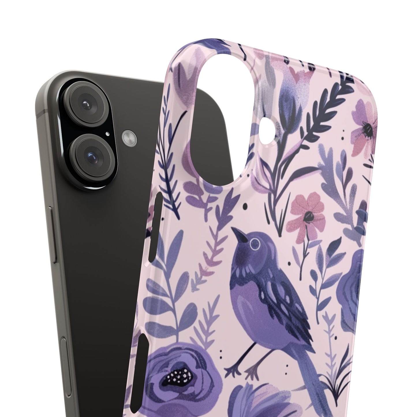 Floral Bird Slim Phone Case, Elegant Phone Cover, Cute Gift for Bird Lovers, Spring Vibes, Nature-Inspired