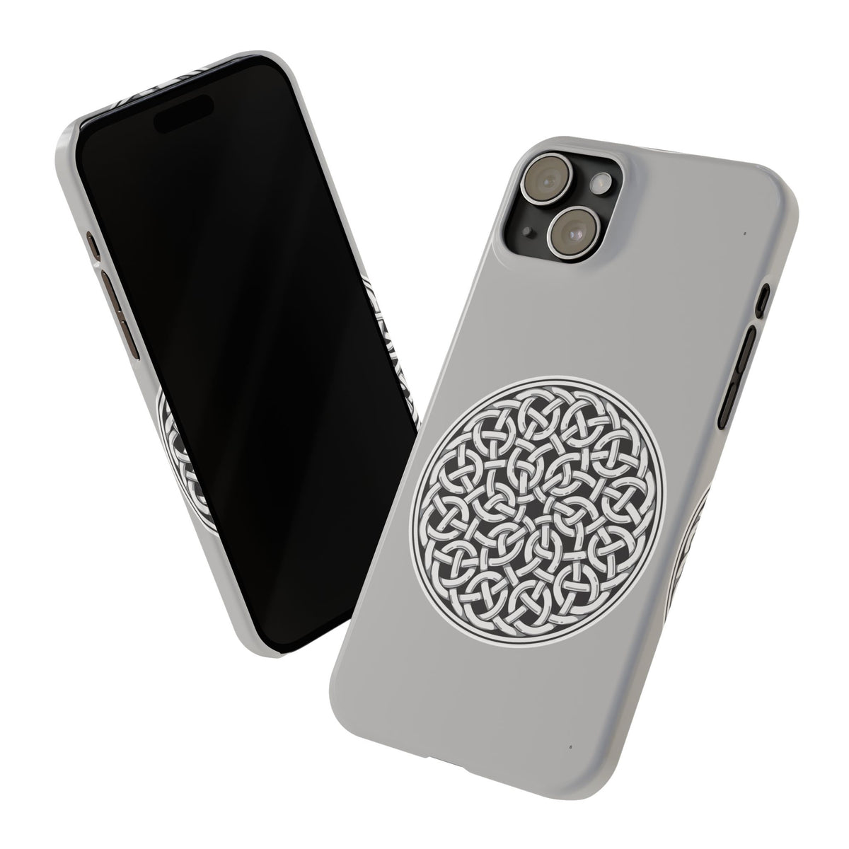Celtic Knot Slim Phone Case, Silver Medallion Design, St. Patrick Phone Cover Compatible with iPhone 17, 16, 15, 14, 13, 12, 11