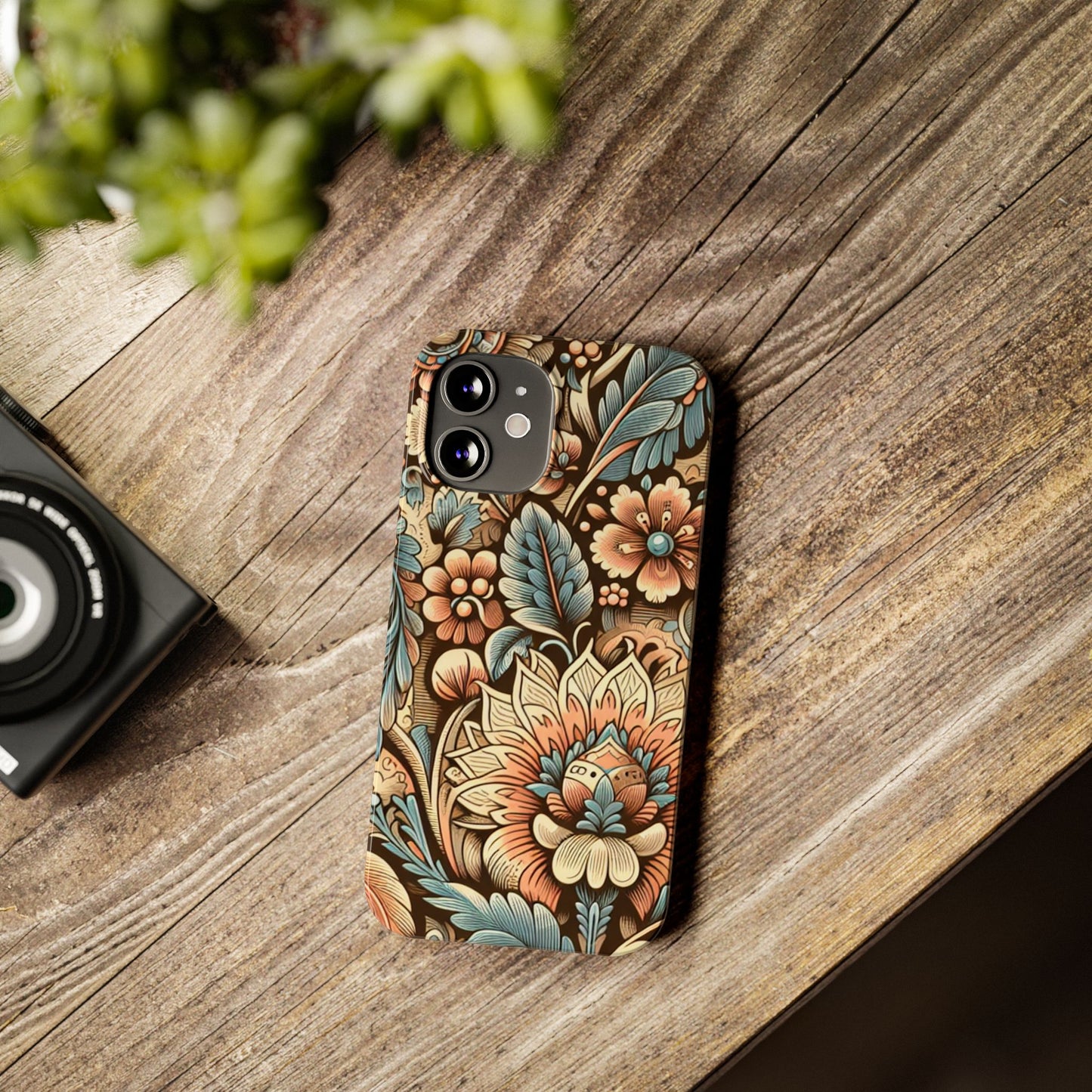 Floral Slim Phone Case, Boho Chic Phone Cover, Stylish Gift for Her, Spring and Summer Accessory, Trendy Phone Protector