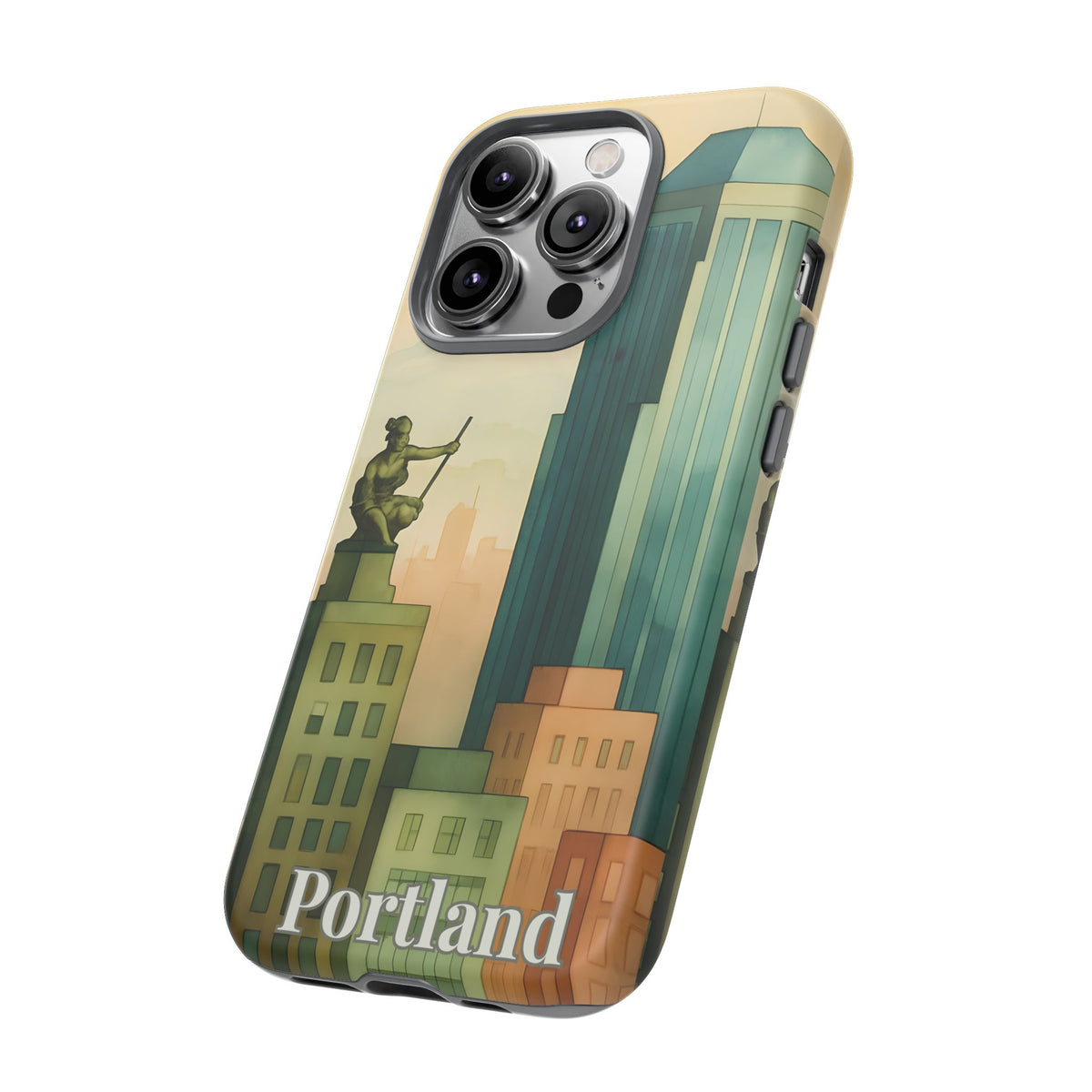 Portland Cityscape Phone Case • Urban Skyline Art Tough Case • Watercolor City Aesthetic • Gift for Travelers • Compatible with iPhone, Galaxy, Google