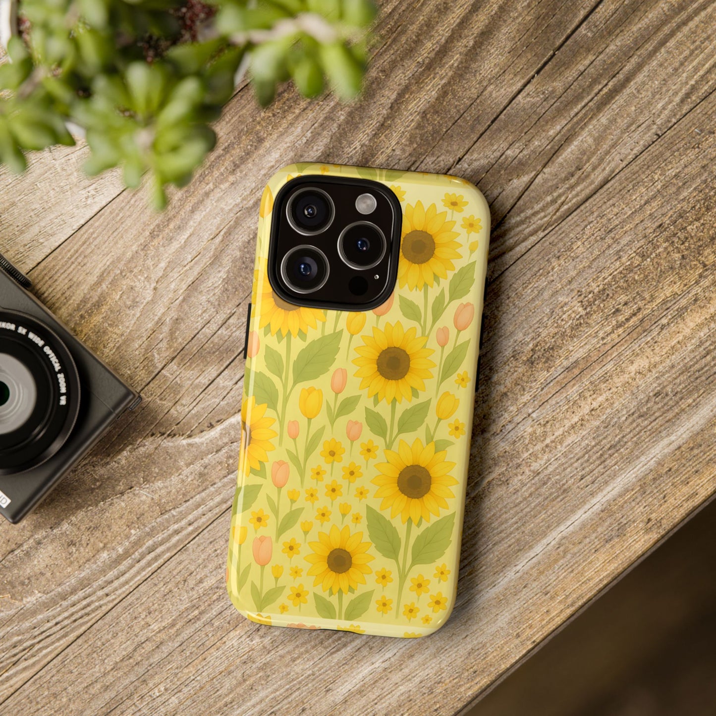 Sunflower Floral Phone Case, Watercolor Botanical Print, Aesthetic Tough Phone Case, Compatible with iPhone, Galaxy, Google