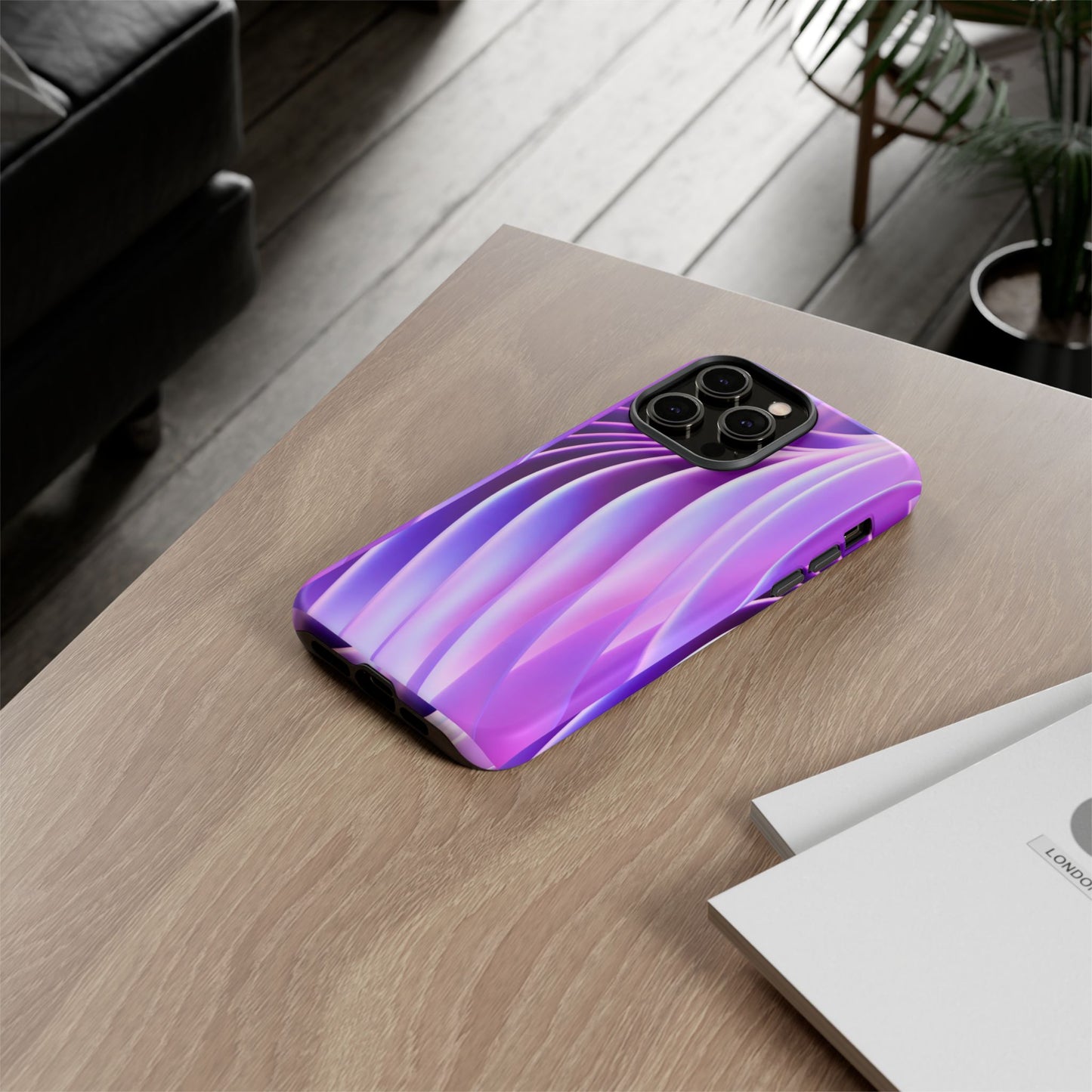 Lavender Wave Tough Phone Case - Abstract Gradient Art, Purple Aesthetic Design, Compatible with iPhone, Galaxy, and Google Phones