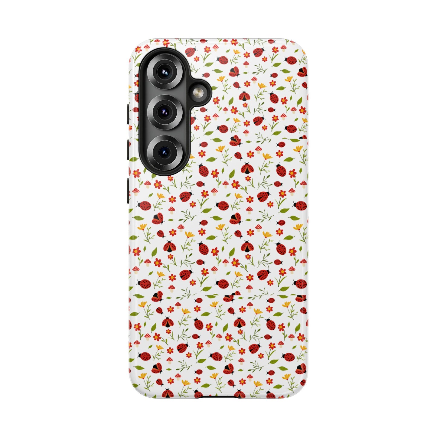 Ladybug Tough Phone Case - Cute Insect Aesthetic, Nature-Inspired Pattern Art, Compatible with iPhone, Galaxy, and Google Phones