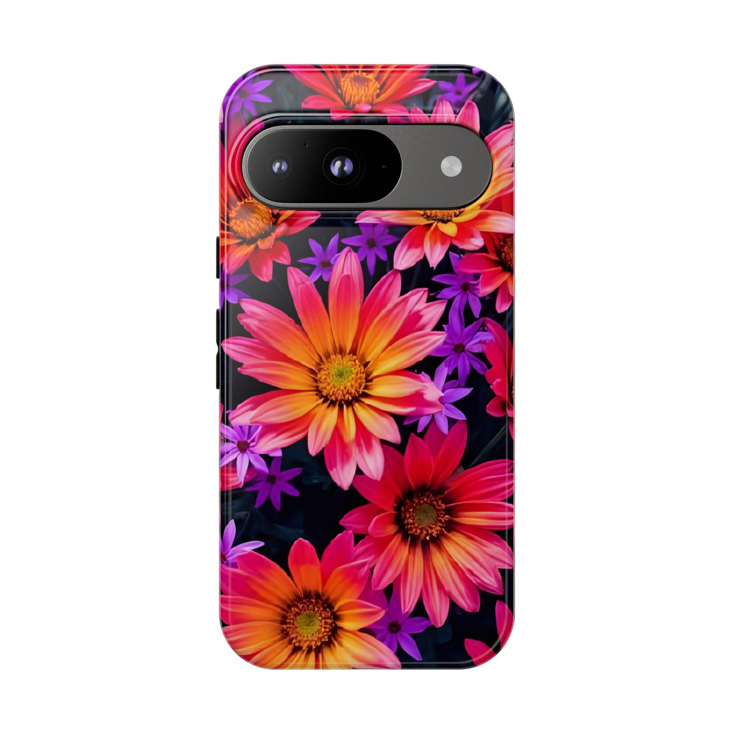 Bold Garden Flower Tough Phone Case - Colorful Floral Print, Bright Botanical Aesthetic, Compatible with iPhone, Galaxy, and Google Phones