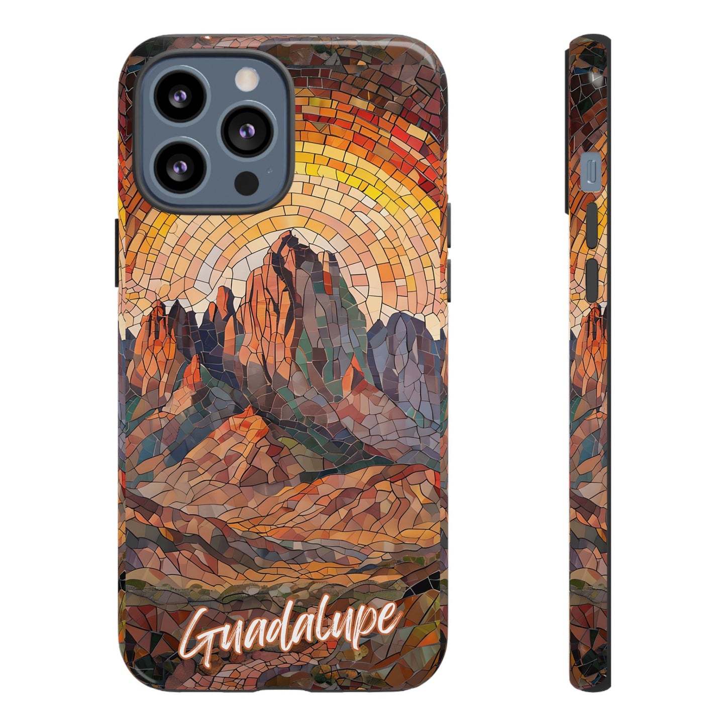 Guadalupe Mountains Mosaic Tough Phone Case, Scenic Mountain Art, National Park Aesthetic, Compatible with iPhone, Galaxy, and Google Phones