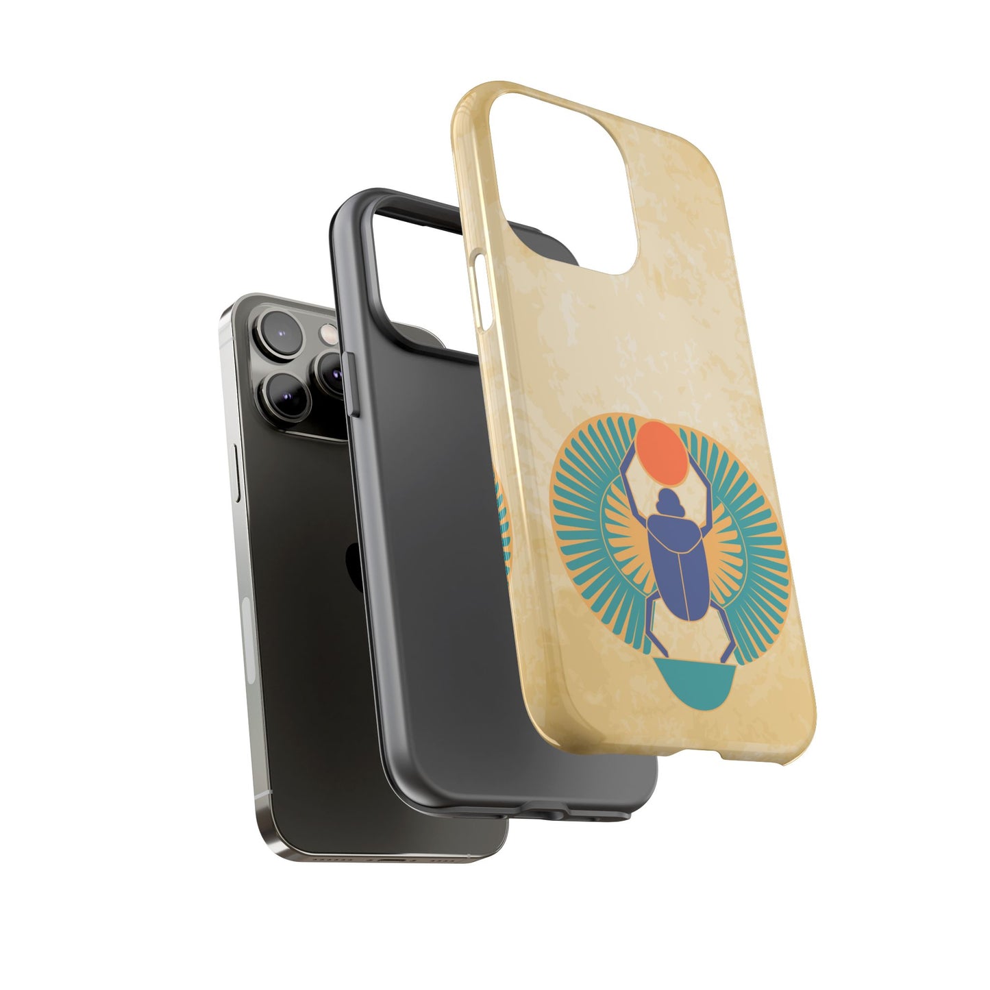 Ancient Egyptian Scarab Beetle Tough Phone Case - Symbol of Rebirth Design, Mythological Art, Compatible with iPhone, Galaxy, and Google