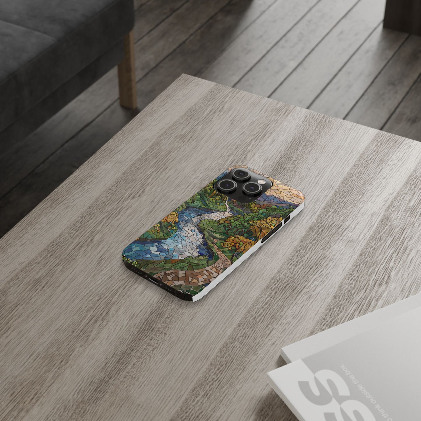 Cuyahoga Valley Mosaic Slim Phone Case, Midwest Forest Art, Scenic Nature Aesthetic, Unique Gift for Nature Lovers