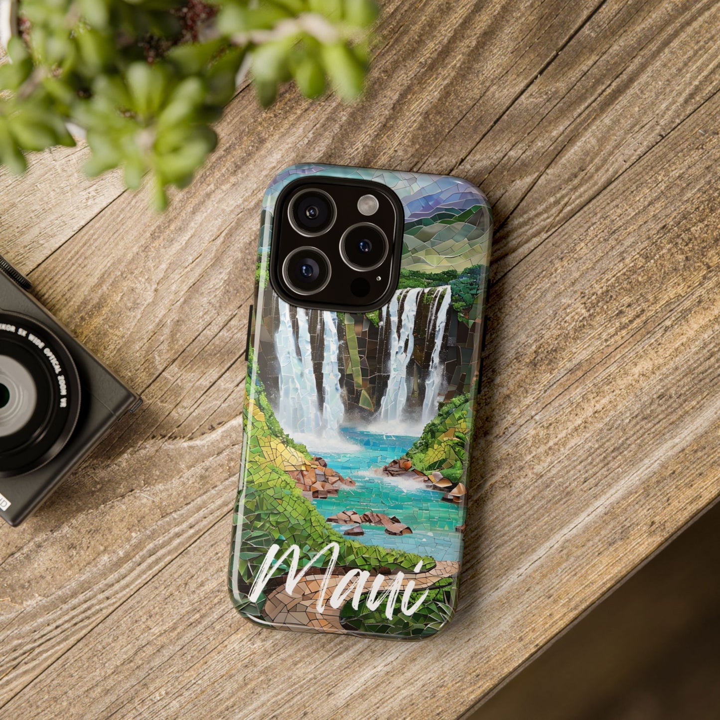 Haleakala National Park Phone Case, Mosaic Phone Case, Hawaii Nature Art National Park Gift Scenic Waterfall Phone Cover Landscape Aesthetic