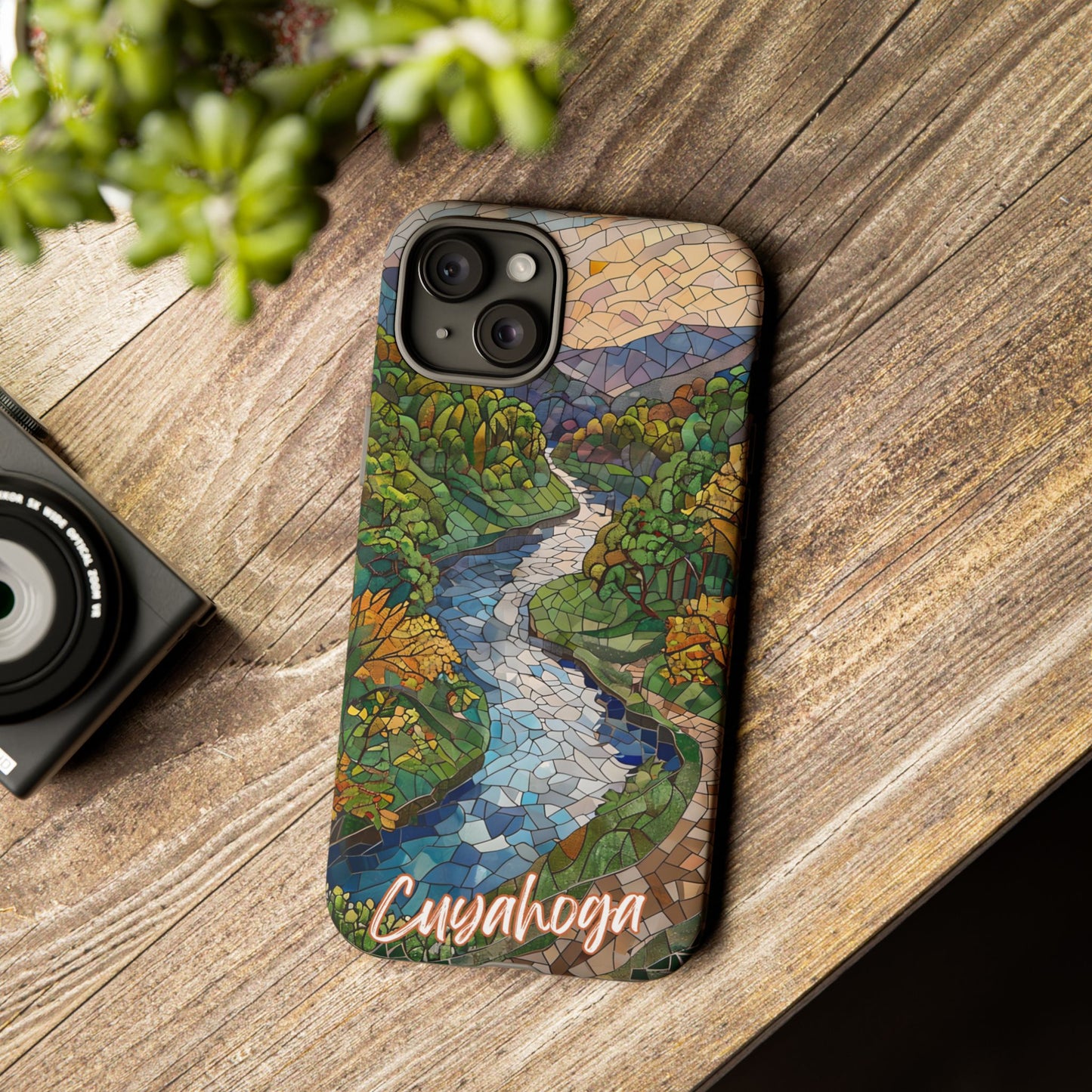 Cuyahoga Valley Mosaic Tough Phone Case - Midwest Forest Art, Scenic Nature Aesthetic, Compatible with iPhone, Galaxy, and Google Phones