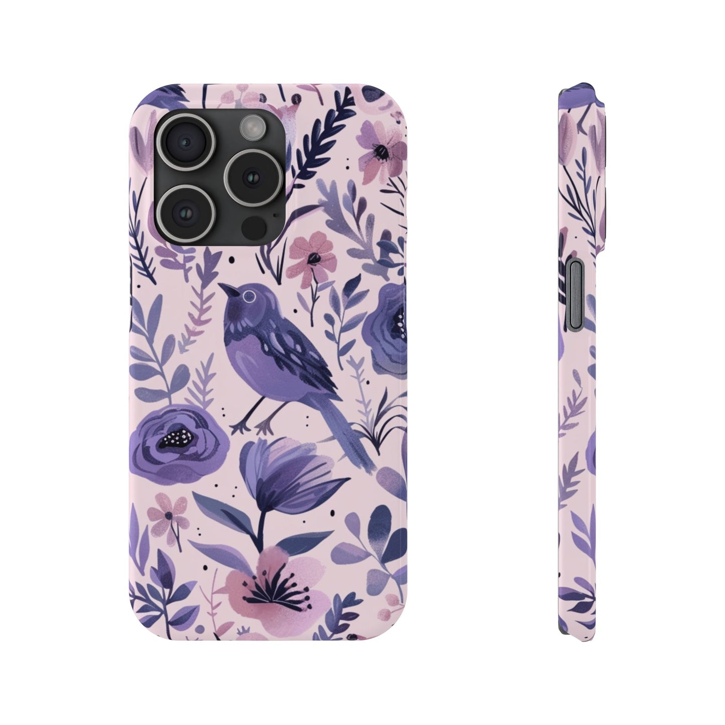 Floral Bird Slim Phone Case, Elegant Phone Cover, Cute Gift for Bird Lovers, Spring Vibes, Nature-Inspired