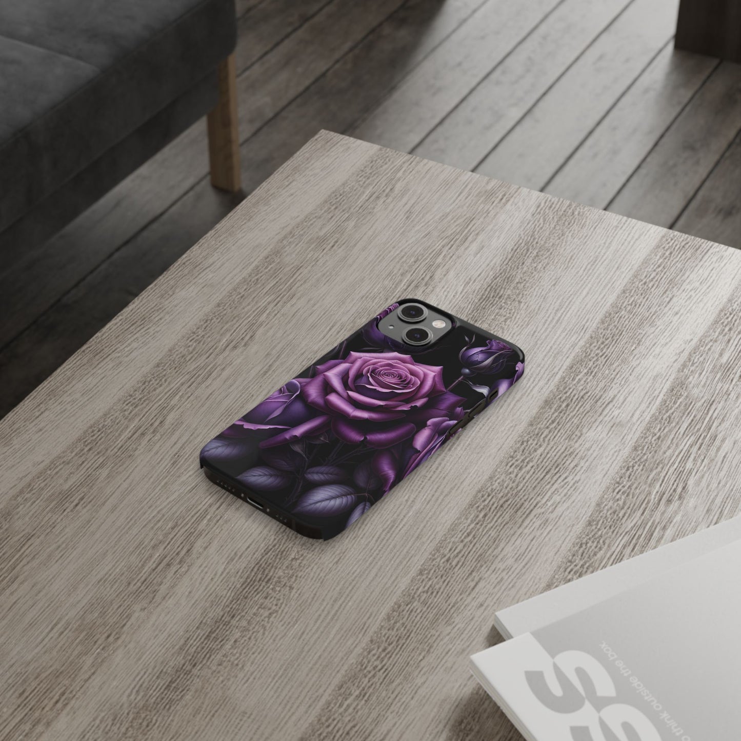 Purple Rose Slim Phone Cases, Floral Phone Cover, Elegant Smartphone Case, Gift for Her, Mother's Day Accessories