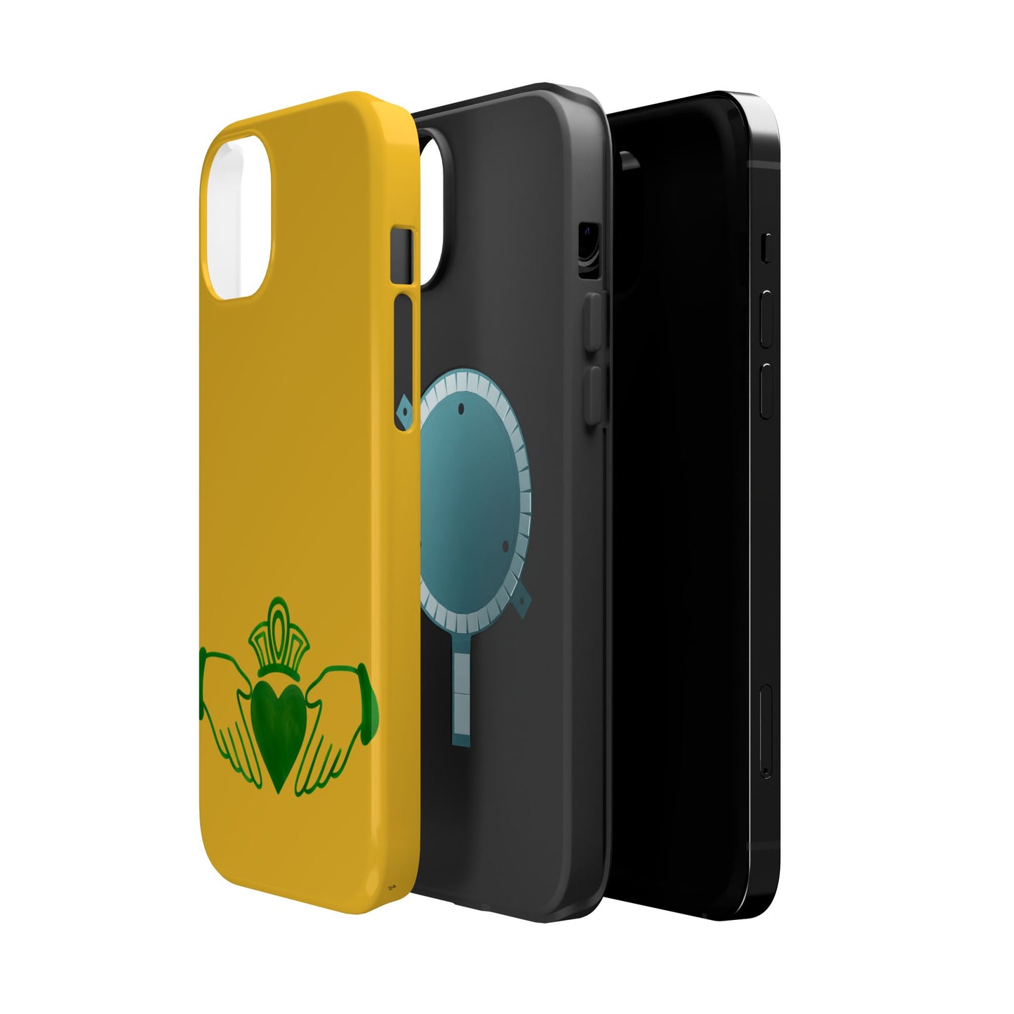 Irish Claddagh Magnetic Phone Case, Gold and Green Design Phone Cover, Ireland Art, Compatible with iPhone 17, 16, 15, 14, 13