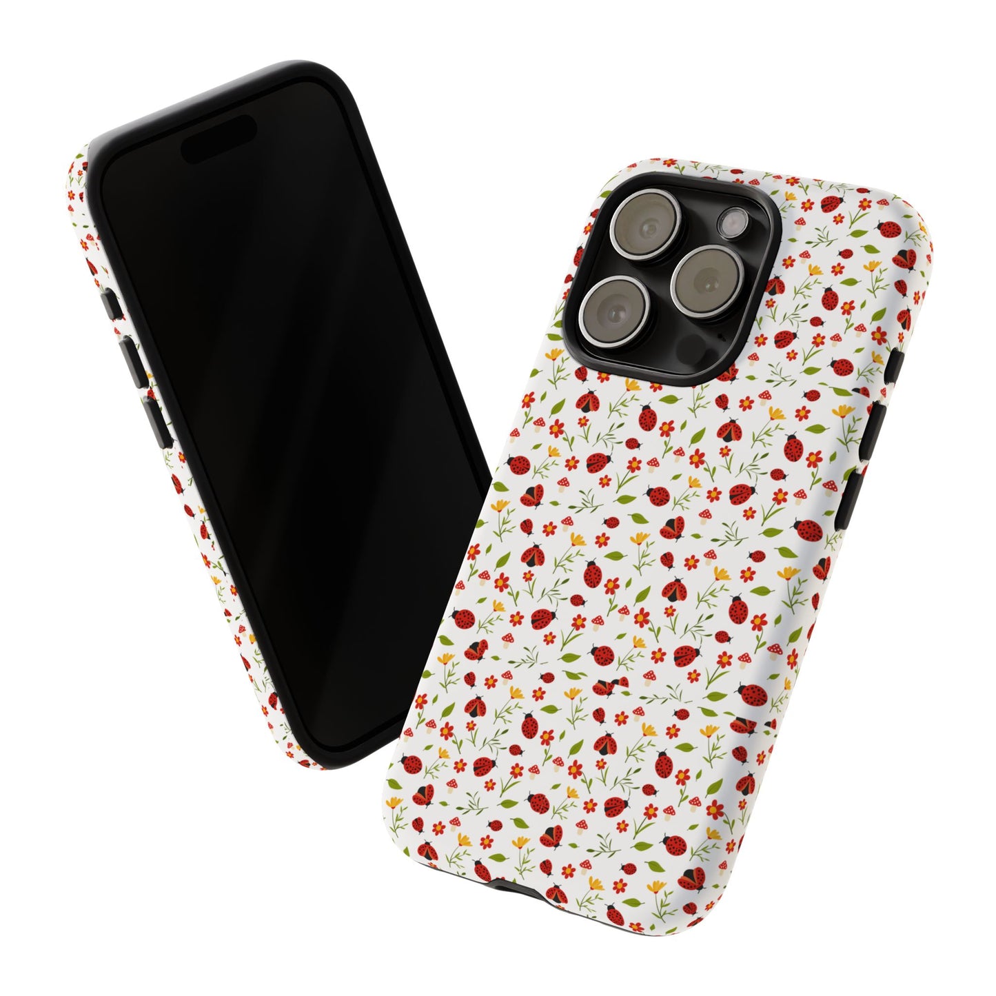 Ladybug Tough Phone Case - Cute Insect Aesthetic, Nature-Inspired Pattern Art, Compatible with iPhone, Galaxy, and Google Phones