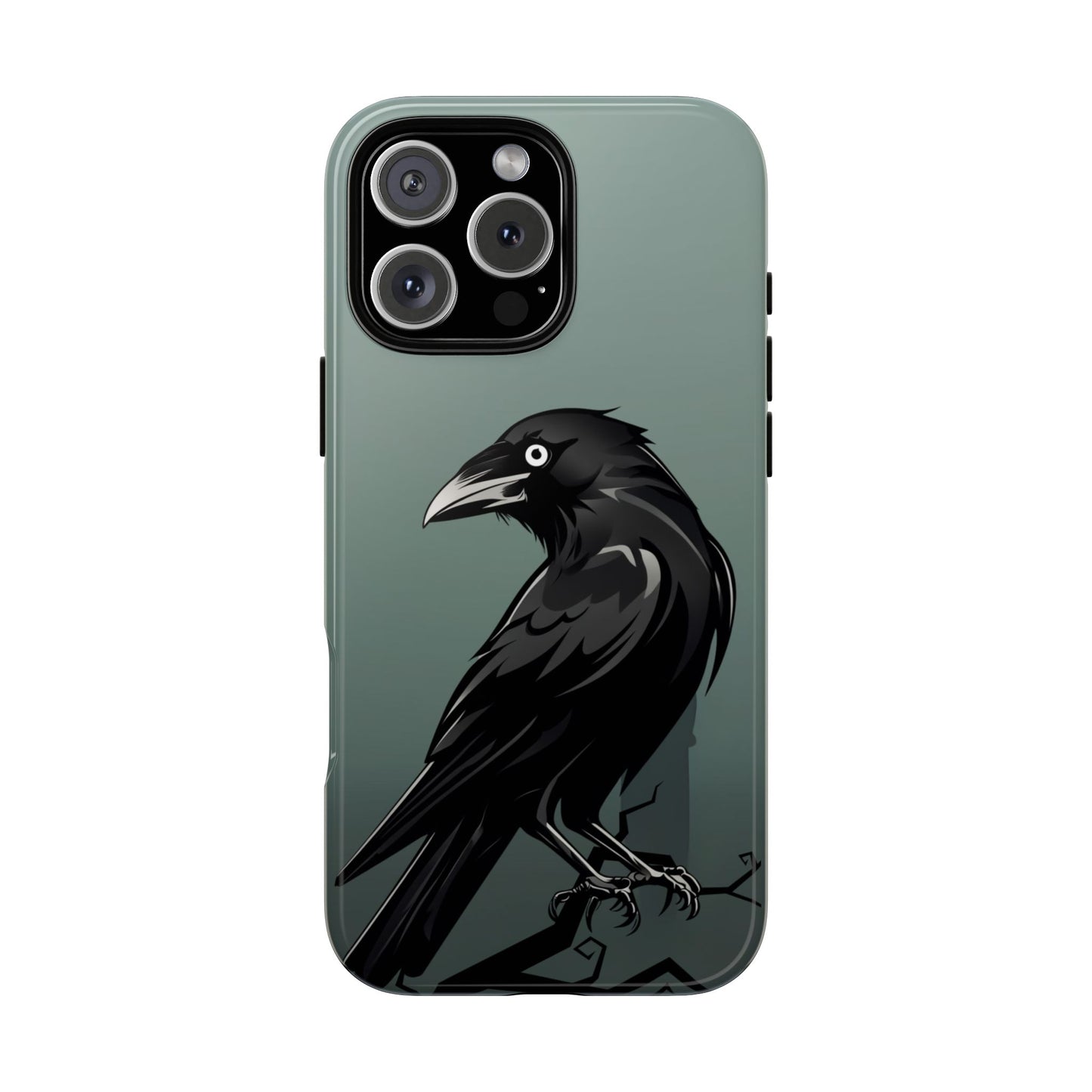 Black Raven Tough Phone Case - Gothic Halloween Aesthetic, Spooky Birdcore Design, Compatible with iPhone, Galaxy, and Google Phones