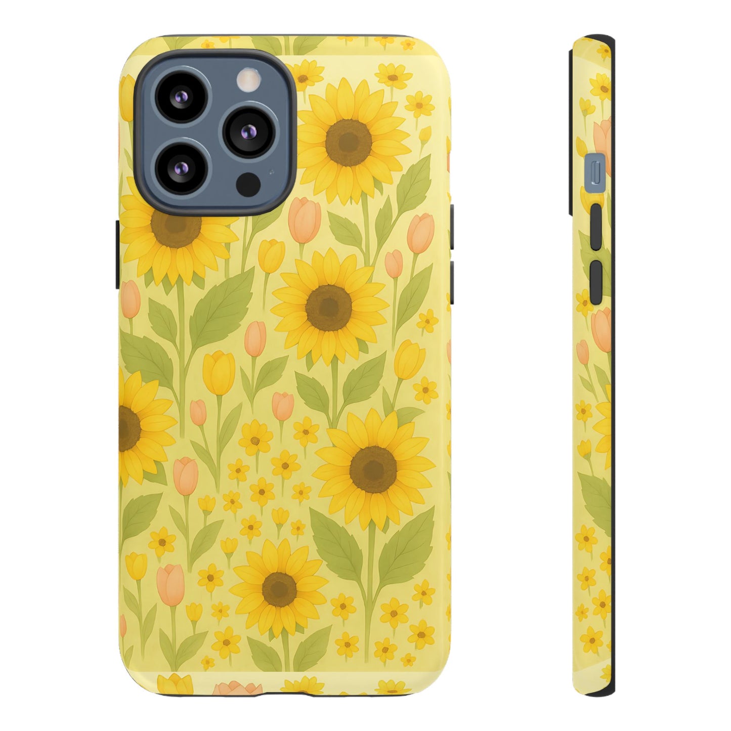 Sunflower Floral Phone Case, Watercolor Botanical Print, Aesthetic Tough Phone Case, Compatible with iPhone, Galaxy, Google