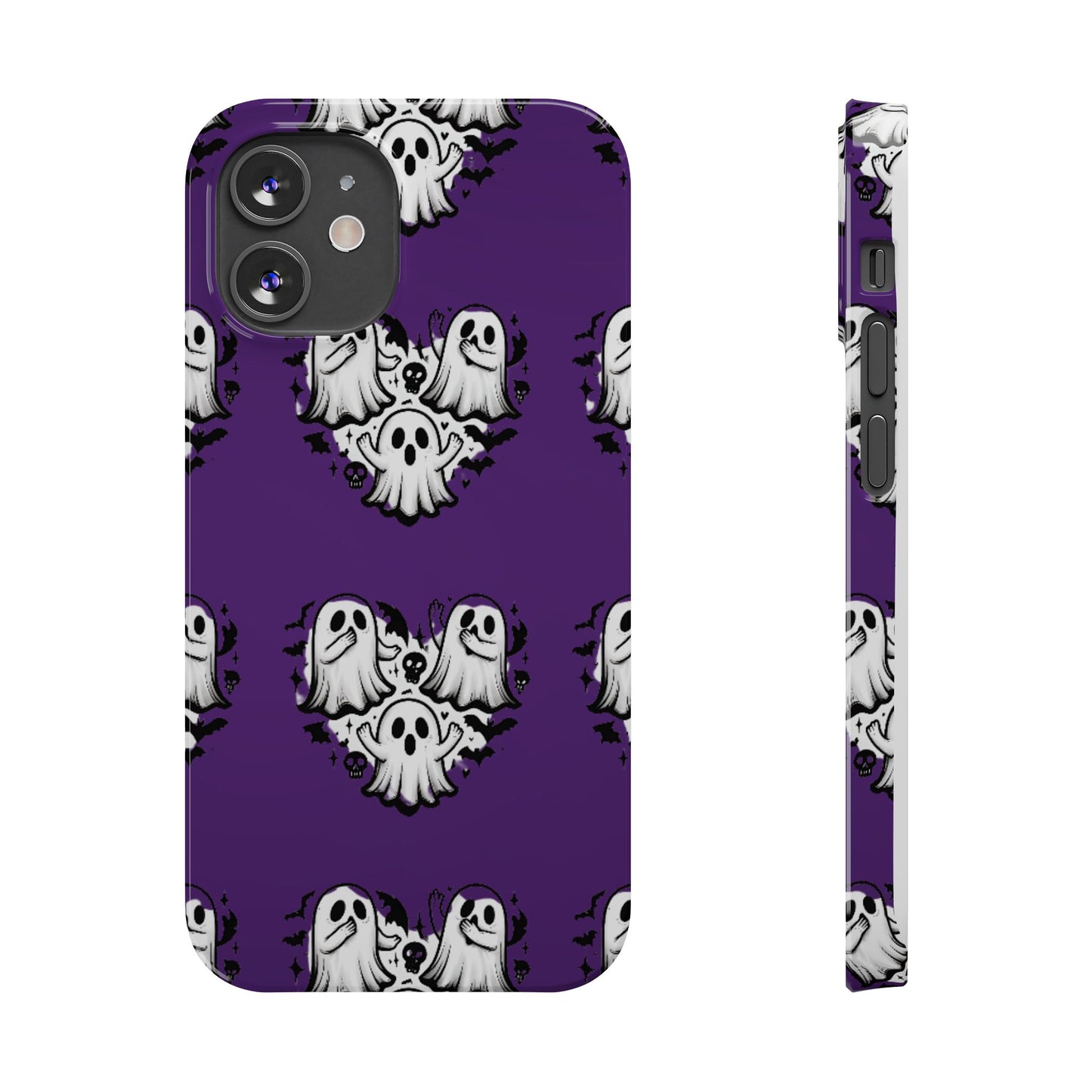 Cute Ghost Heart Slim Phone Case, Creepy Cute Spooky Heart Print, Goth Coquette Aesthetic Spooky Accessories, Halloween Gift Case