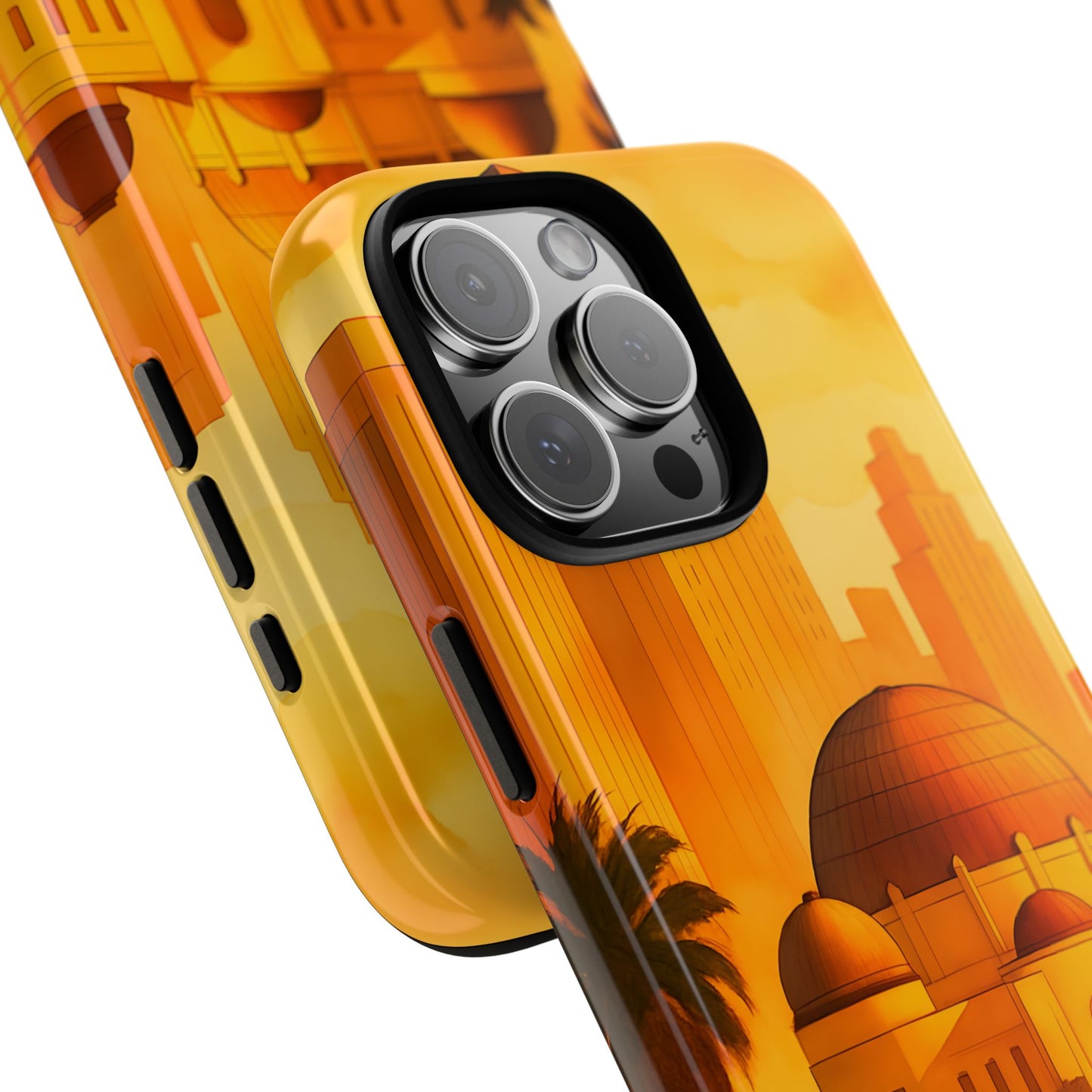 Cityscape Tough Phone Case, Los Angeles Skyline Phone Cover, Watercolor Design Compatible with iPhone, Galaxy & Google