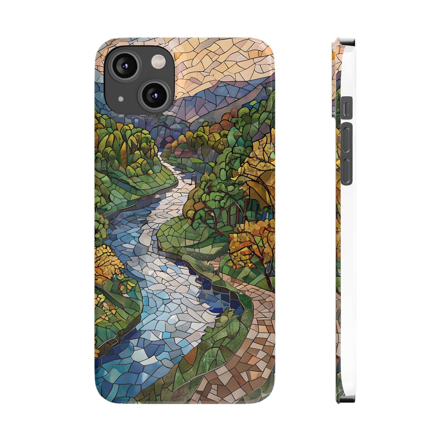 Cuyahoga Valley Mosaic Slim Phone Case, Midwest Forest Art, Scenic Nature Aesthetic, Unique Gift for Nature Lovers