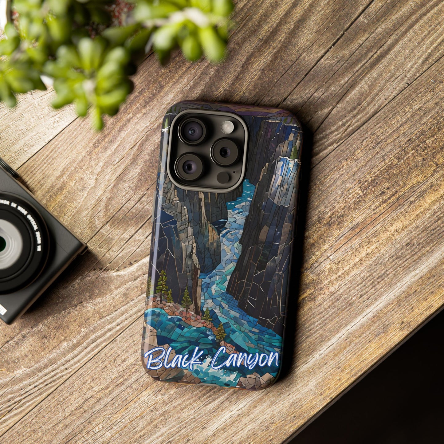 Black Canyon Phone Case, Mosaic Phone Case, Mountain Nature Art, National Park Gift, Scenic Forest Phone Cover, Landscape Aesthetic Case