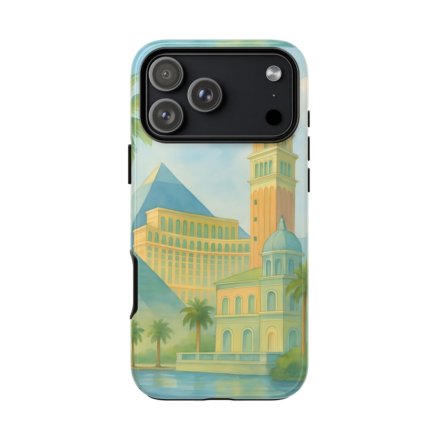 Cityscape Tough Phone Case, Las Vegas Strip Skyline Phone Cover, Pastel Day Design, Compatible with iPhone, Galaxy & Google