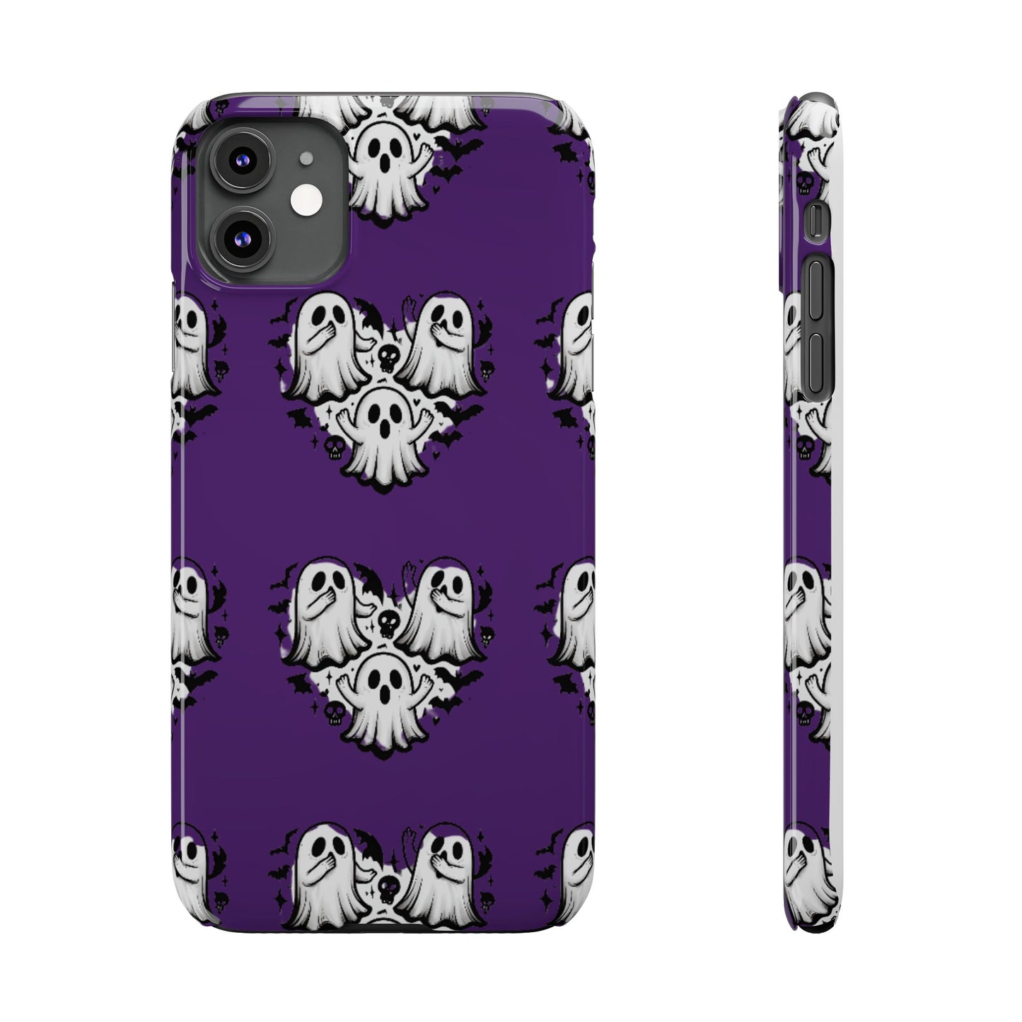 Cute Ghost Heart Slim Phone Case, Creepy Cute Spooky Heart Print, Goth Coquette Aesthetic Spooky Accessories, Halloween Gift Case