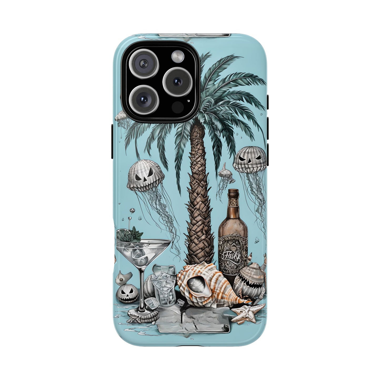 Summerween Phone Case, Halloween Beach Phone Cover, Spooky Tropical Phone Case, Pumpkin Jellyfish Phone Cover, Goth Cute Coastal Aesthetic