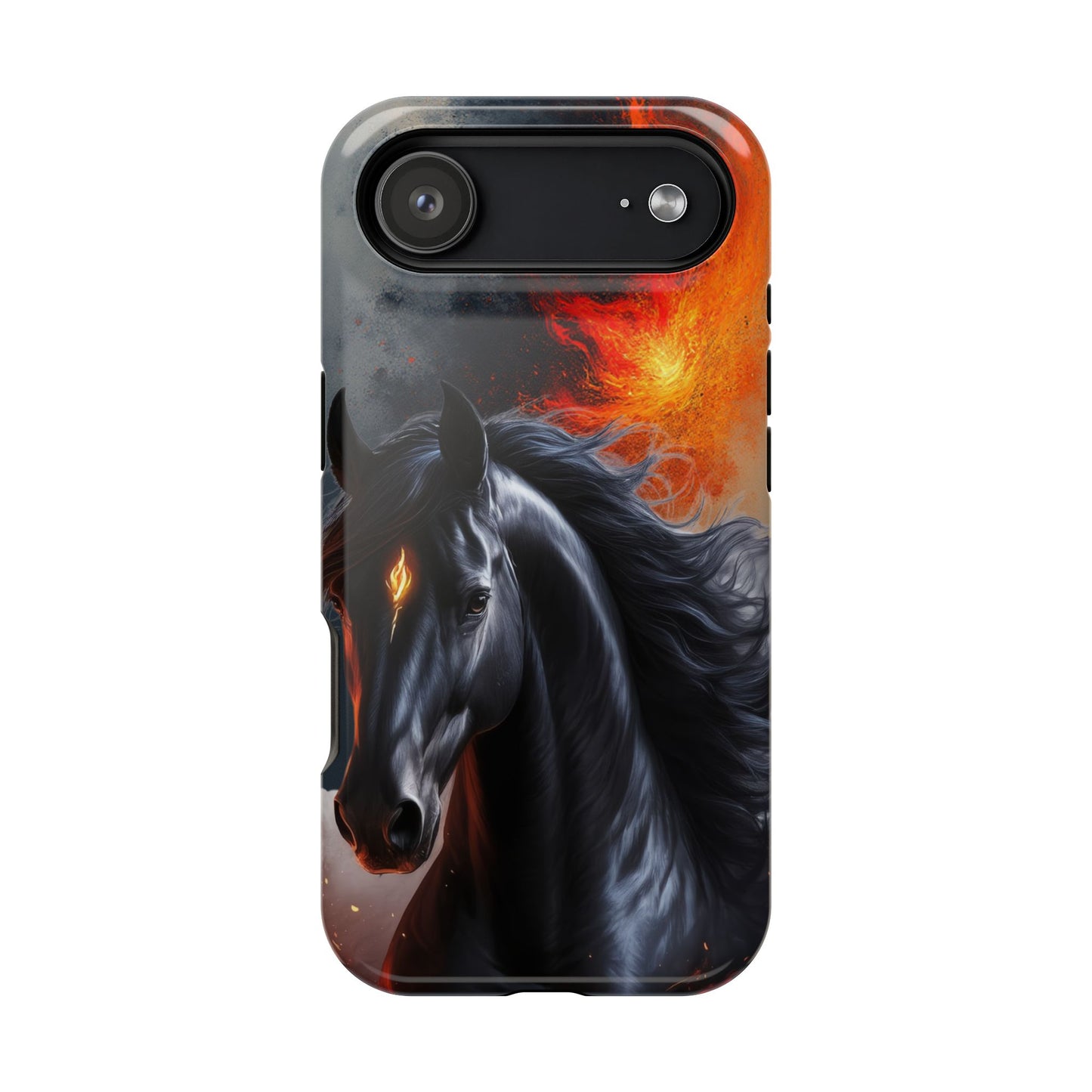 Year of the Horse Black Art Magnetic Phone Case, Chinese Zodiac 2026 Design, compatible with iPhone 17 16 15 14 13