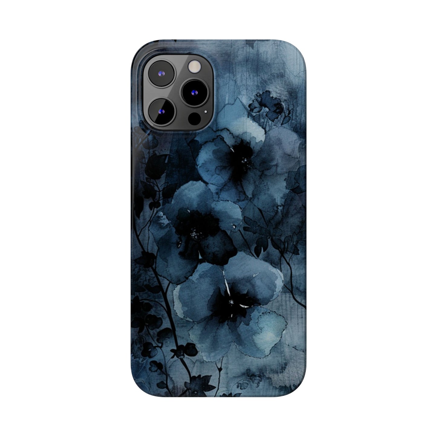 Elegant Floral Slim Phone Cases | Trendy Phone Cover, Blue Flower Design, Gift for Her, Stylish Mobile Case, Floral Accessories