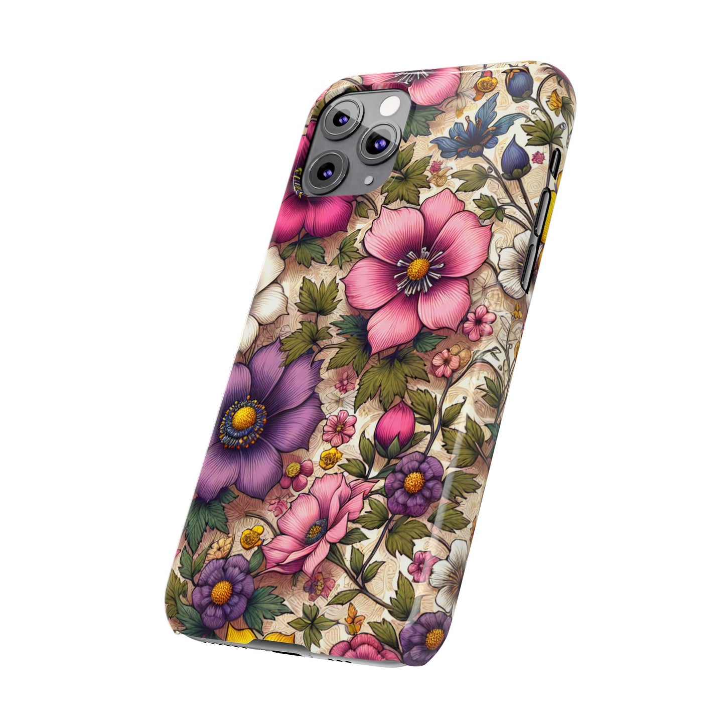 Floral Slim Phone Case - Vibrant Flower Design, Unique Floral iPhone Cover, Flower Phone Case, Gift for Her, Stylish Accessories