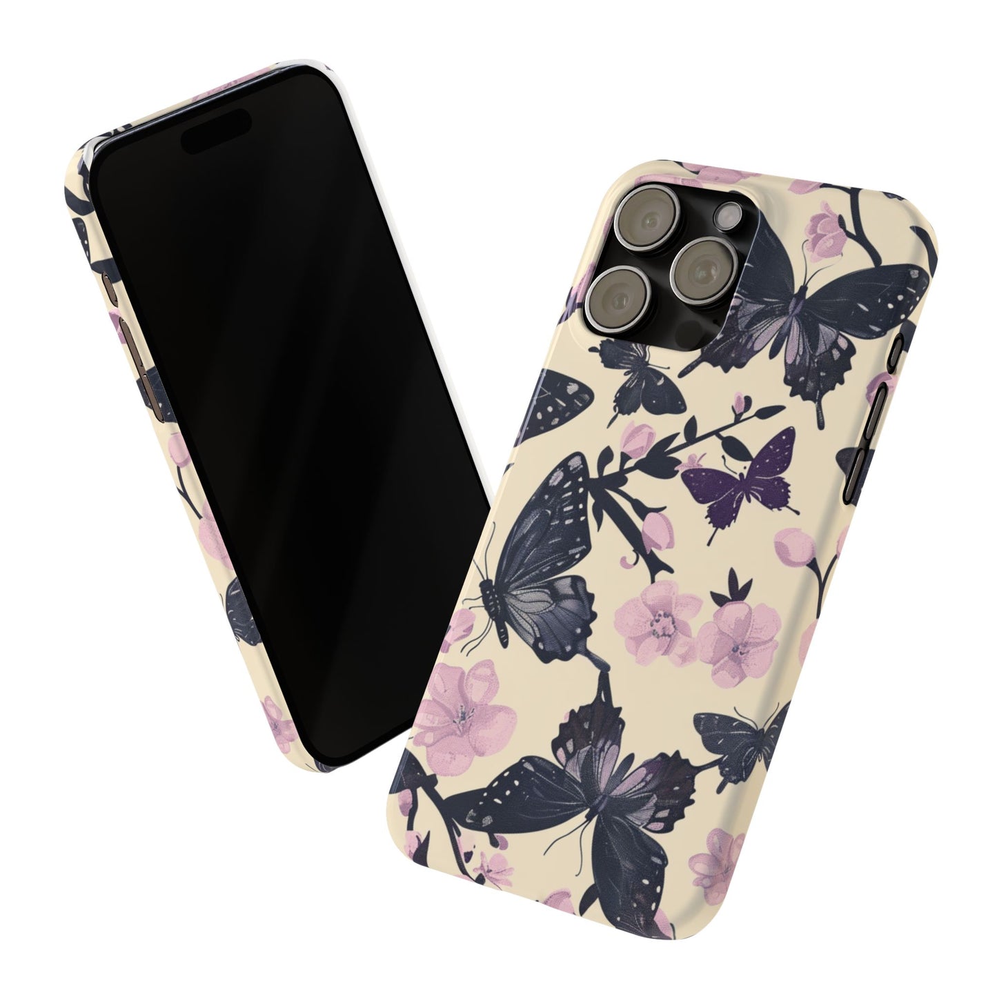 Butterfly Floral Slim Phone Cases, Elegant Butterfly Design, Nature Lover Gift, Phone Accessory, Stylish Cases for Women