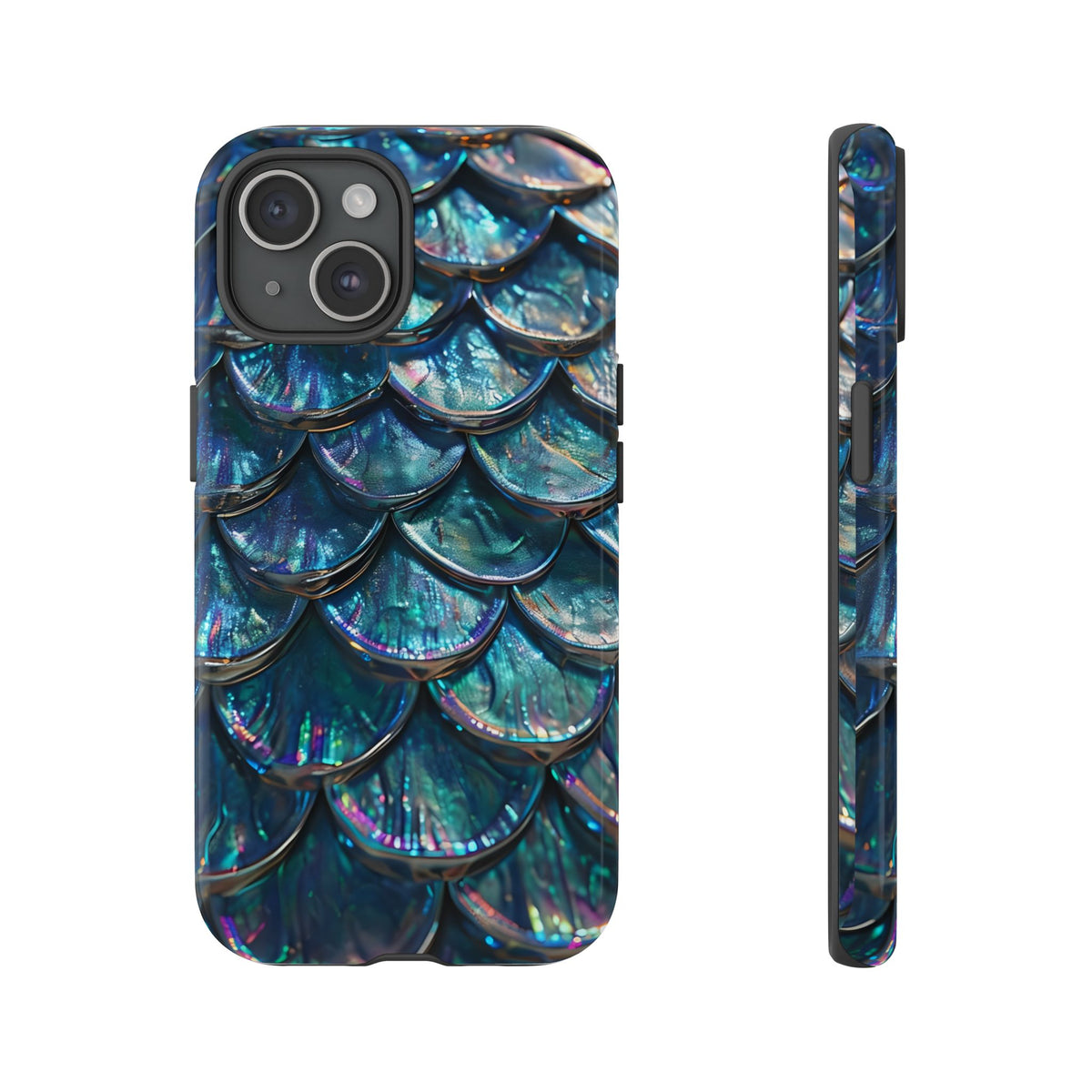 Mermaid Scale Tough Phone Case, Holographic Ocean Aesthetic, Compatible with iPhone 17 16 15 14 13, Galaxy, Google