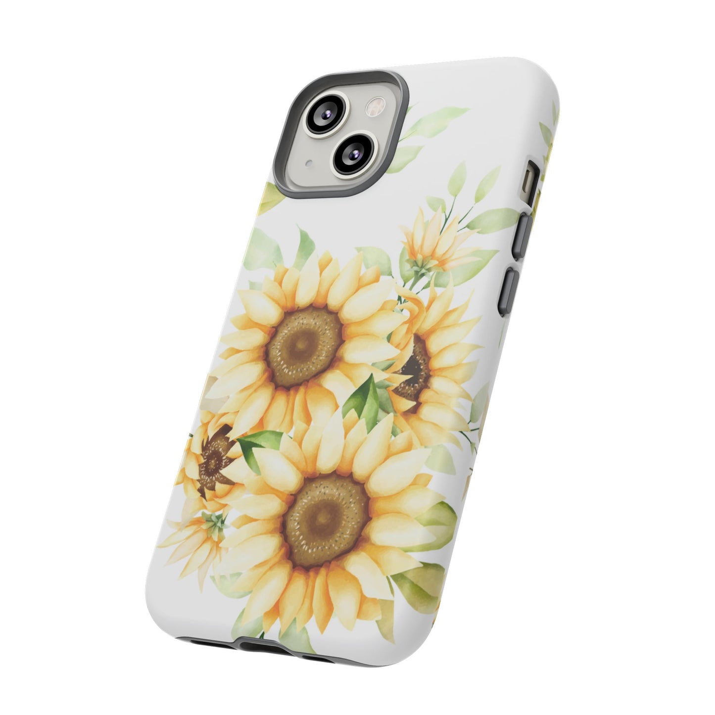 Sunflower Floral Tough Phone Case - Watercolor Botanical Art, Bright Nature Aesthetic, Compatible with iPhone, Galaxy, and Google Phones