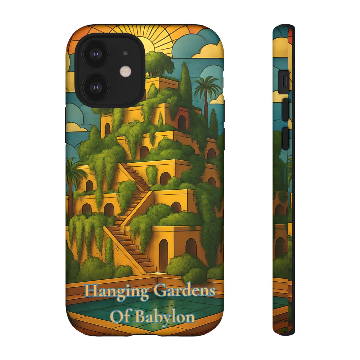 Hanging Gardens of Babylon Tough Phone Case Ancient World Wonder Art, Mythical Historic Aesthetic Compatible with iPhone, Galaxy, and Google