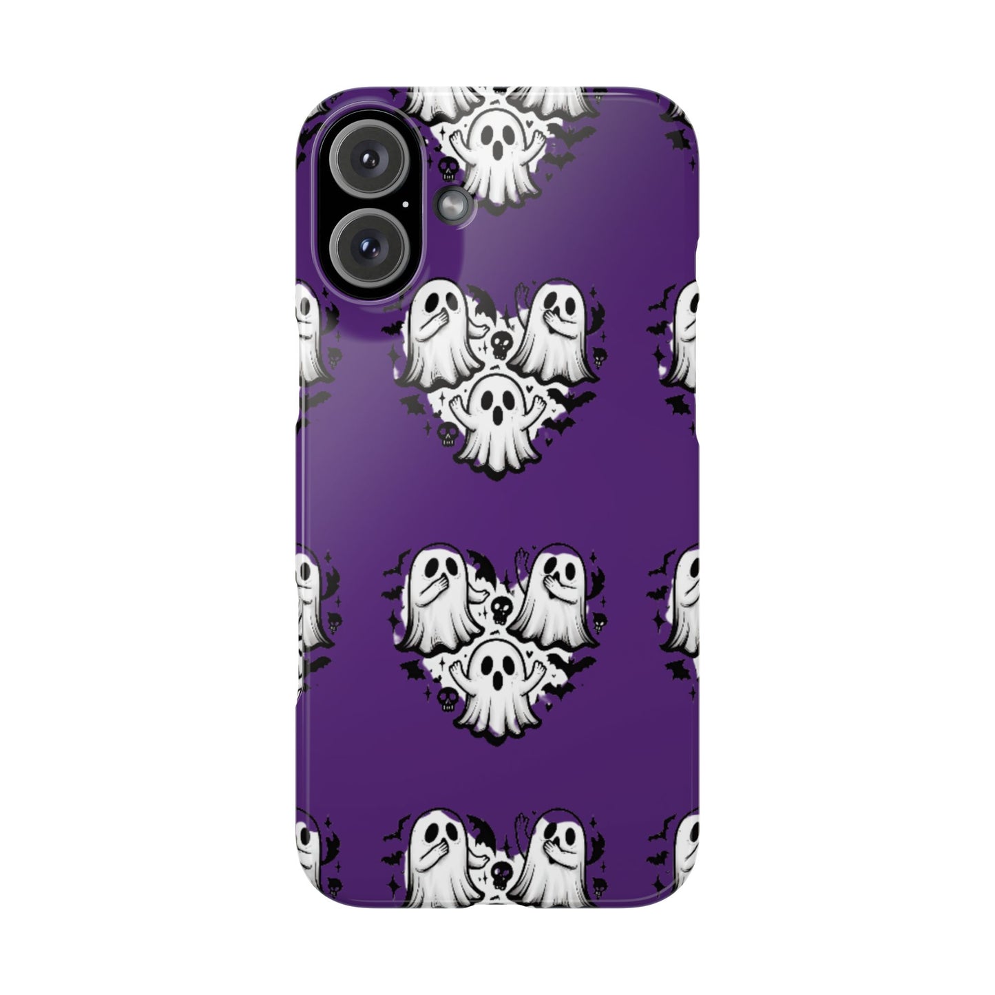 Cute Ghost Heart Slim Phone Case, Creepy Cute Spooky Heart Print, Goth Coquette Aesthetic Spooky Accessories, Halloween Gift Case