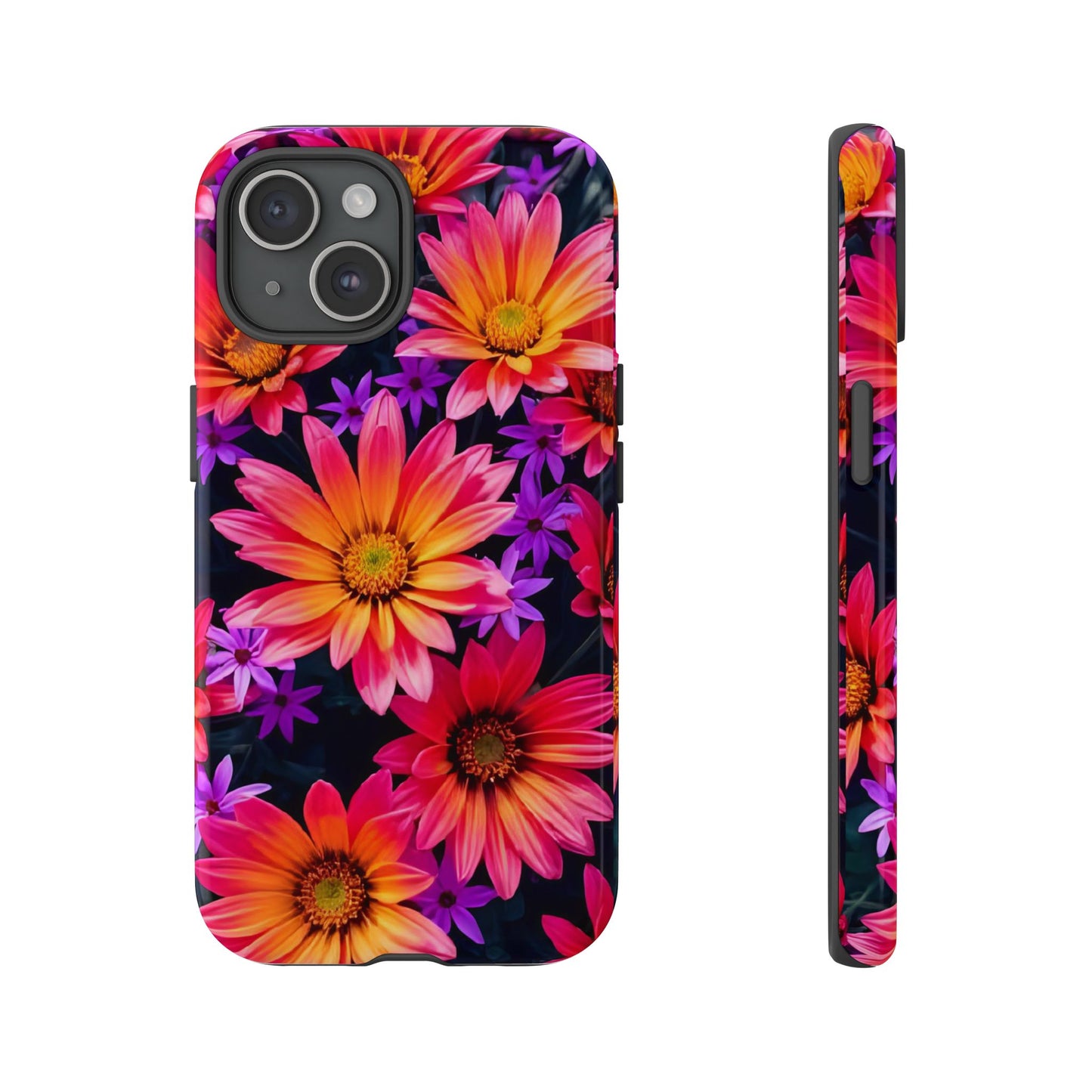 Bold Garden Flower Tough Phone Case - Colorful Floral Print, Bright Botanical Aesthetic, Compatible with iPhone, Galaxy, and Google Phones
