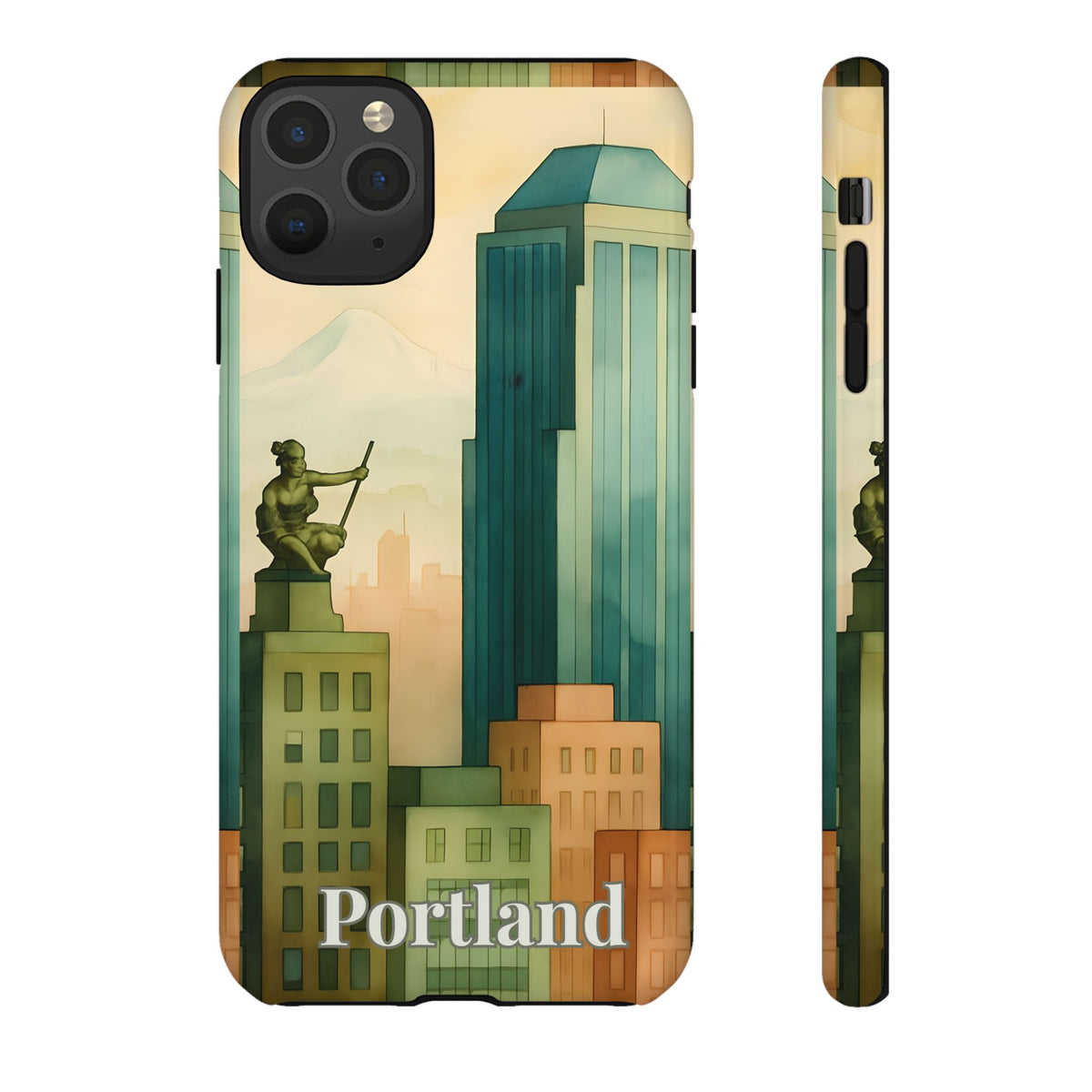 Portland Cityscape Phone Case • Urban Skyline Art Tough Case • Watercolor City Aesthetic • Gift for Travelers • Compatible with iPhone, Galaxy, Google