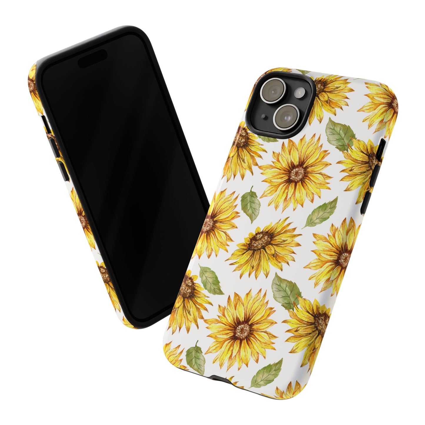 Sunflower Floral Tough Phone Case - Watercolor Botanical Print, Bright Nature Aesthetic, Compatible with iPhone, Galaxy, and Google Phones