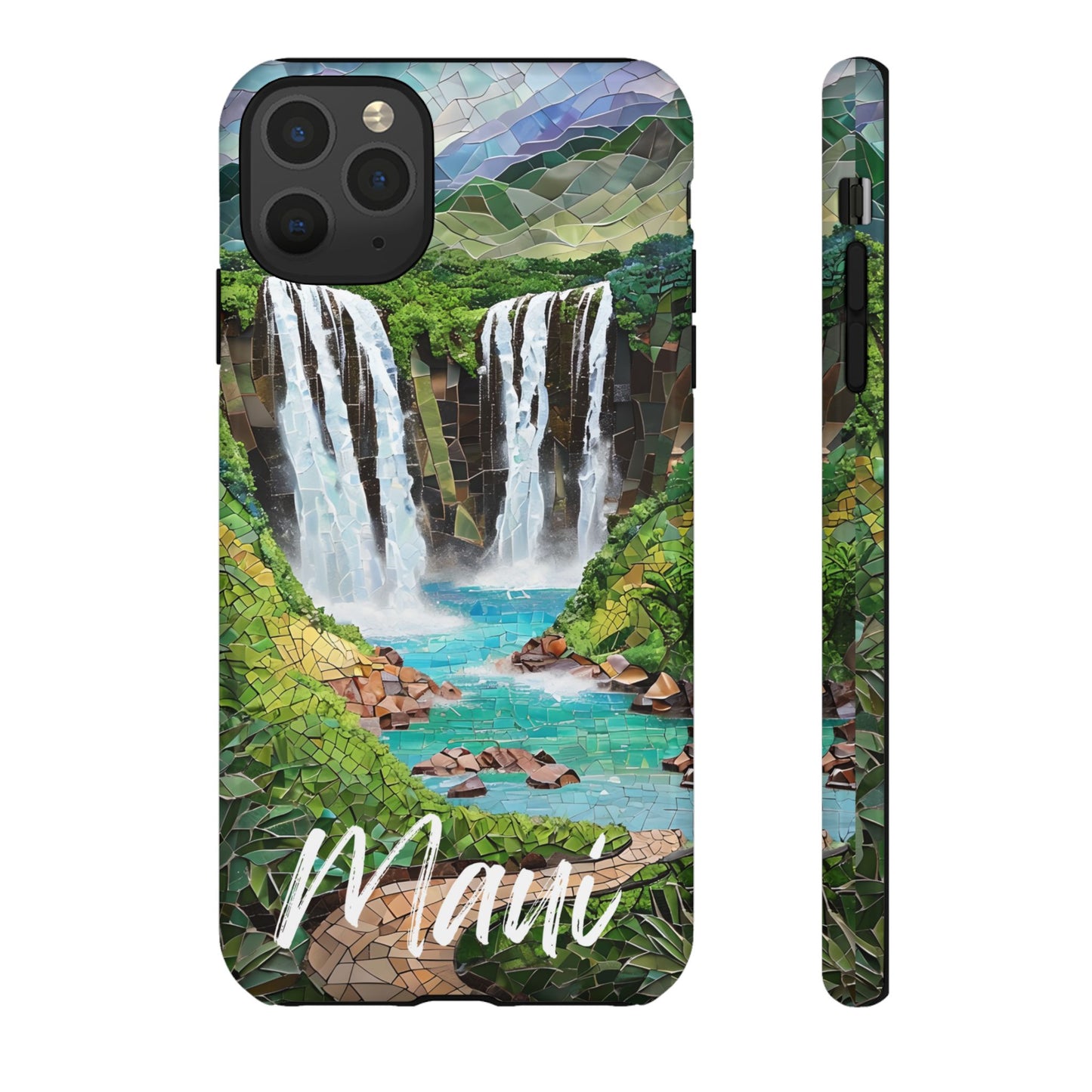 Haleakala National Park Phone Case, Mosaic Phone Case, Hawaii Nature Art National Park Gift Scenic Waterfall Phone Cover Landscape Aesthetic