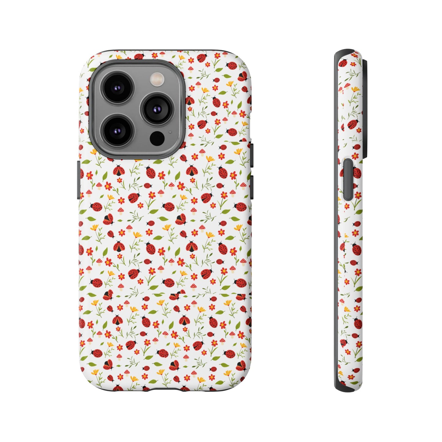Ladybug Tough Phone Case - Cute Insect Aesthetic, Nature-Inspired Pattern Art, Compatible with iPhone, Galaxy, and Google Phones