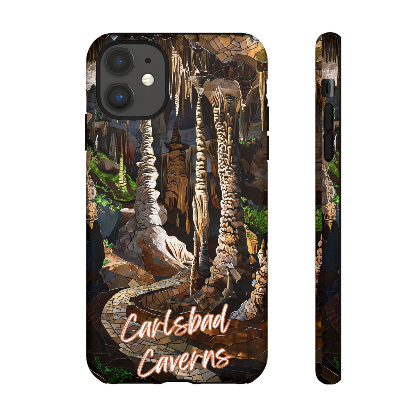Carlsbad Caverns Mosaic Tough Phone Case, Cave Landscape Art, Moody Nature Aesthetic, Compatible with iPhone, Galaxy, and Google Phones