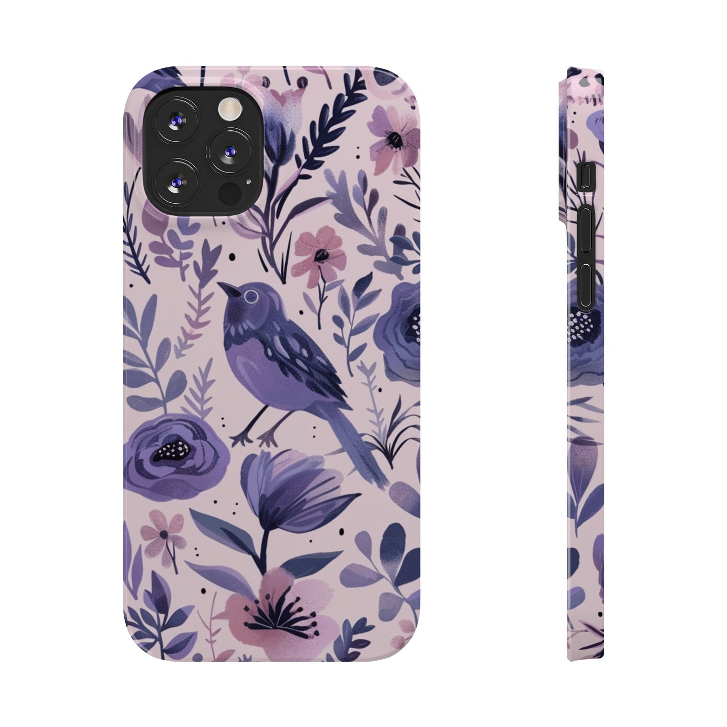 Floral Bird Slim Phone Case, Elegant Phone Cover, Cute Gift for Bird Lovers, Spring Vibes, Nature-Inspired