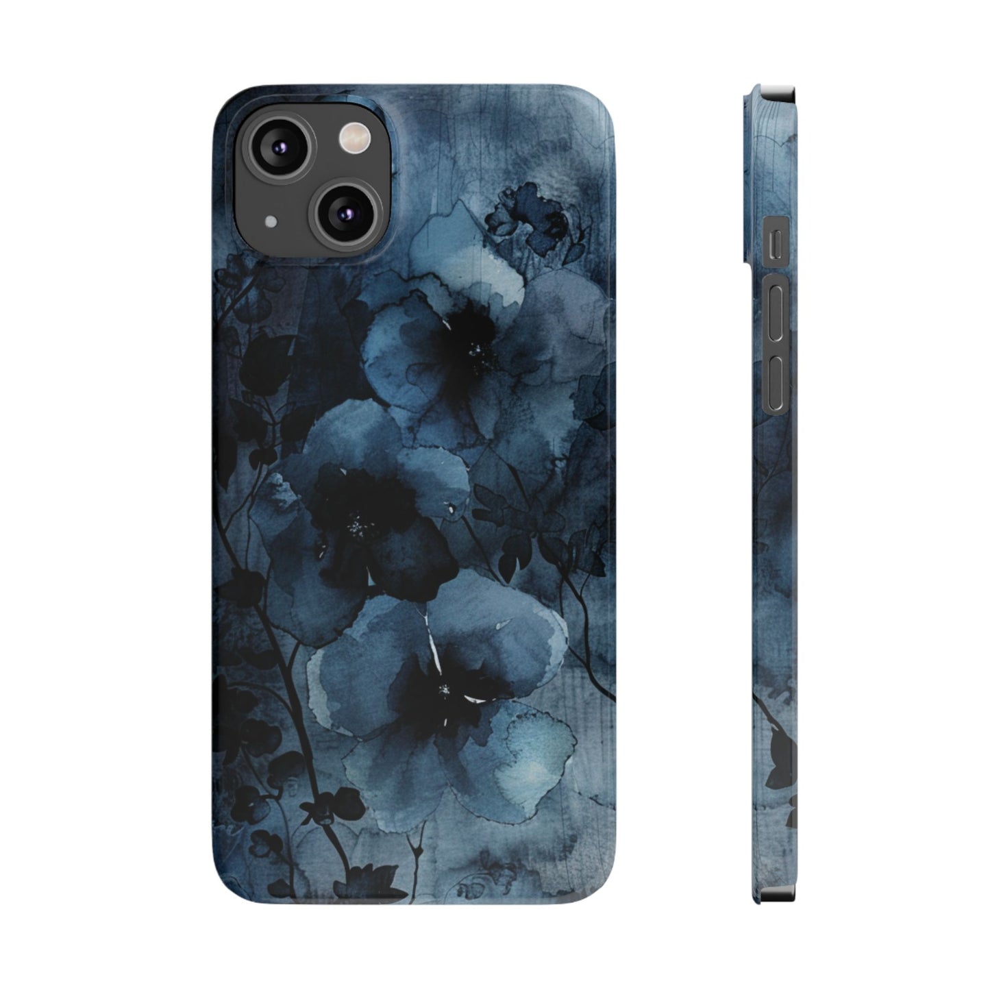 Elegant Floral Slim Phone Cases | Trendy Phone Cover, Blue Flower Design, Gift for Her, Stylish Mobile Case, Floral Accessories