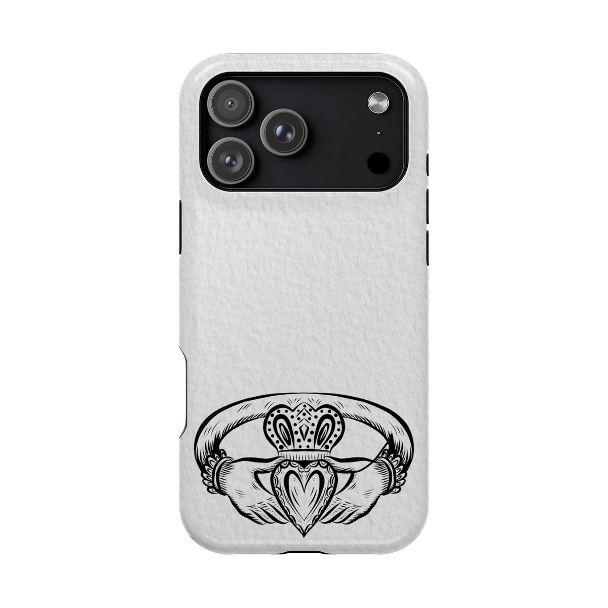 Claddagh Magnetic Phone Case Irish Symbol Ring Minimal Black White Design Love Loyalty Friendship Compatible with iPhone