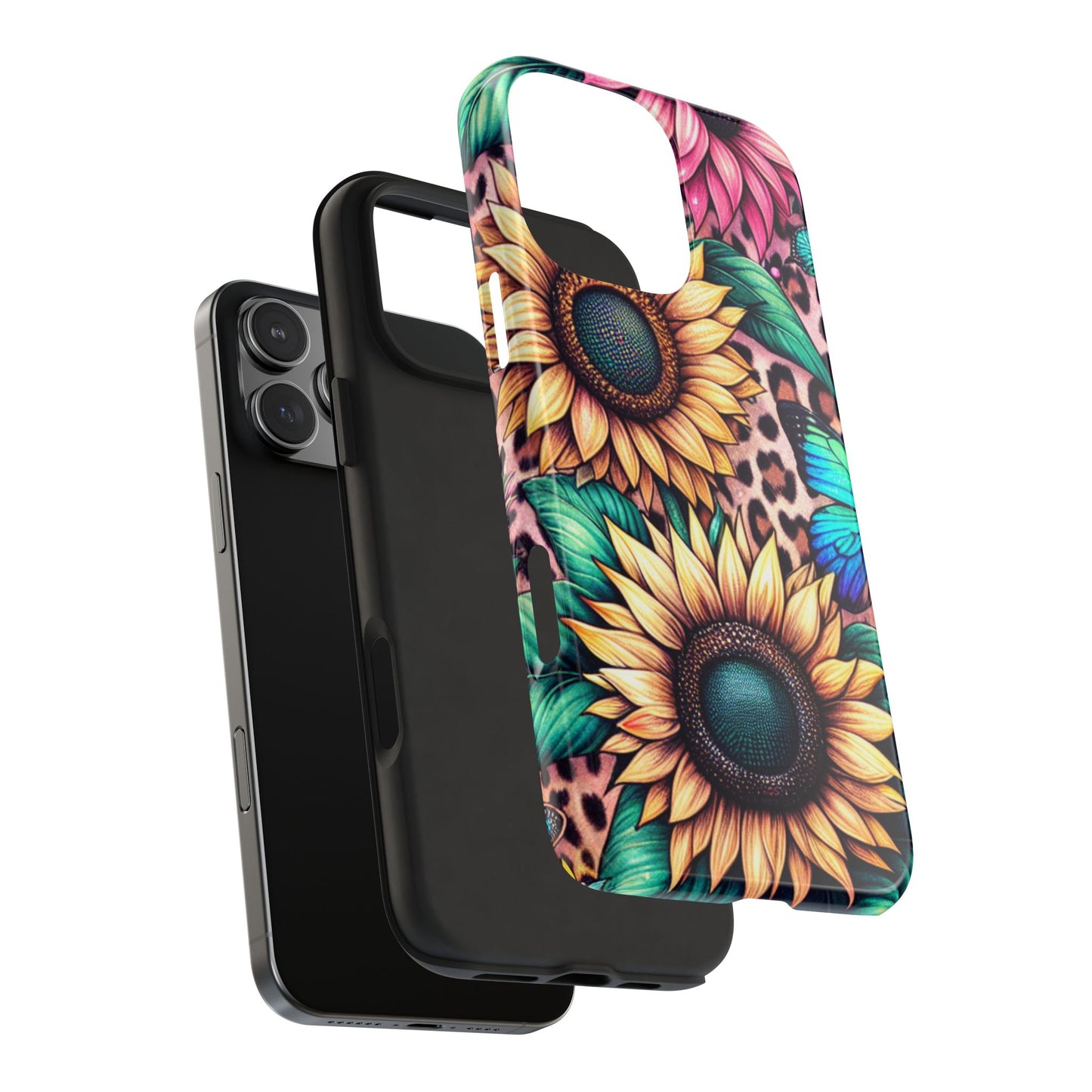 Stained Glass Sunflower Phone Case - Tough  and Aesthetic Floral Butterfly Design - iPhone and Samsung Galaxy Cover, Protective & Stylish
