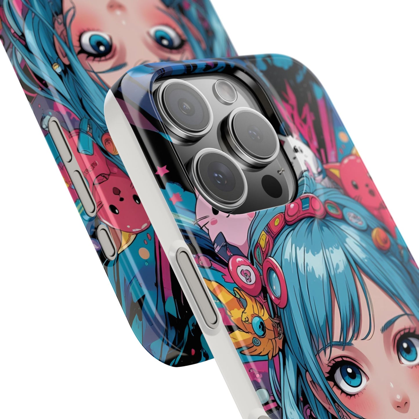 Y2K Anime Girl Slim Phone Case - Cute Maximalist Aesthetic, Kawaii Vaporwave Style, Pop Culture Lovers and Special Occasions