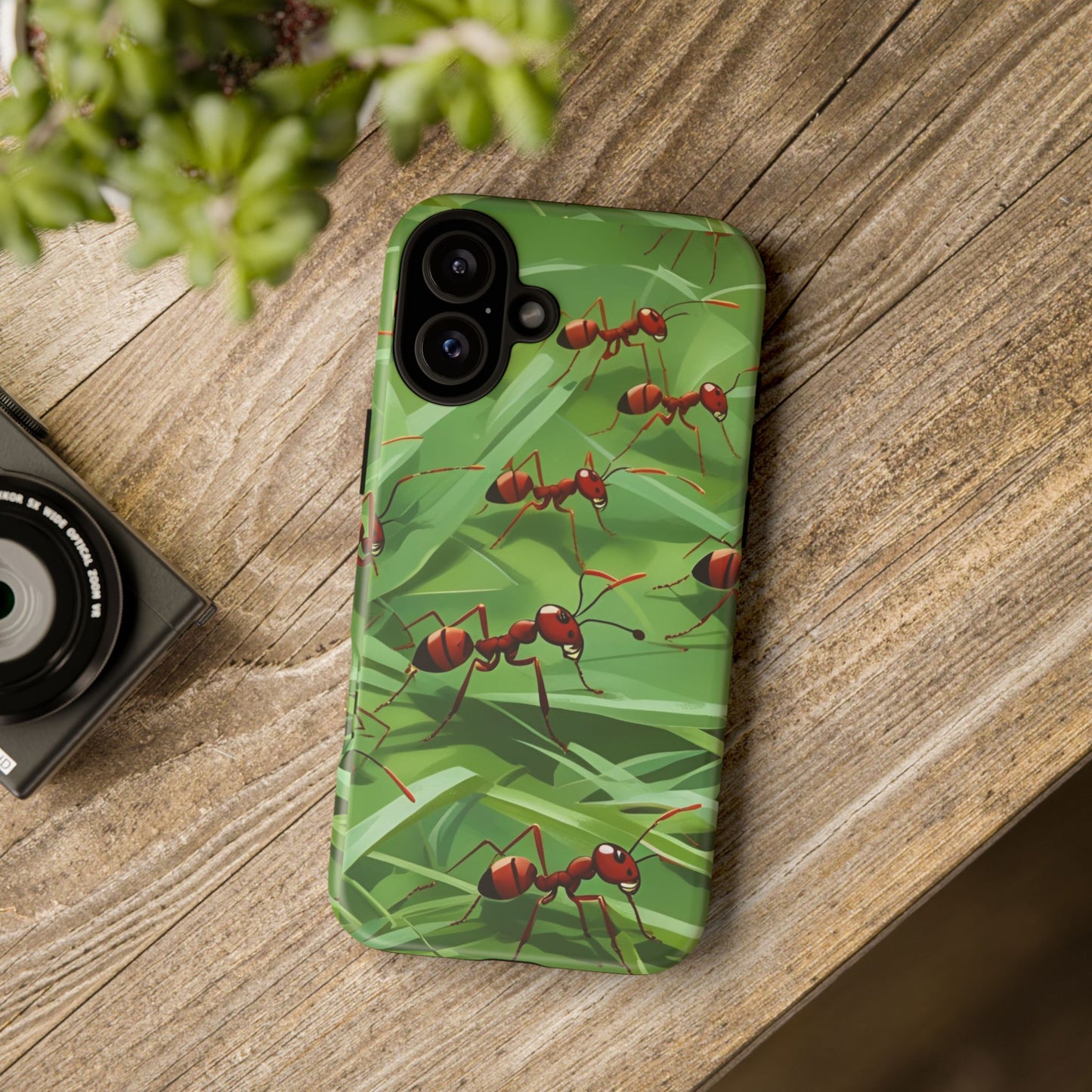 Marching Ant Pattern Tough Phone Case - Realistic Insect Art, Minimalist Nature Aesthetic, Compatible with iPhone, Galaxy, and Google Phones