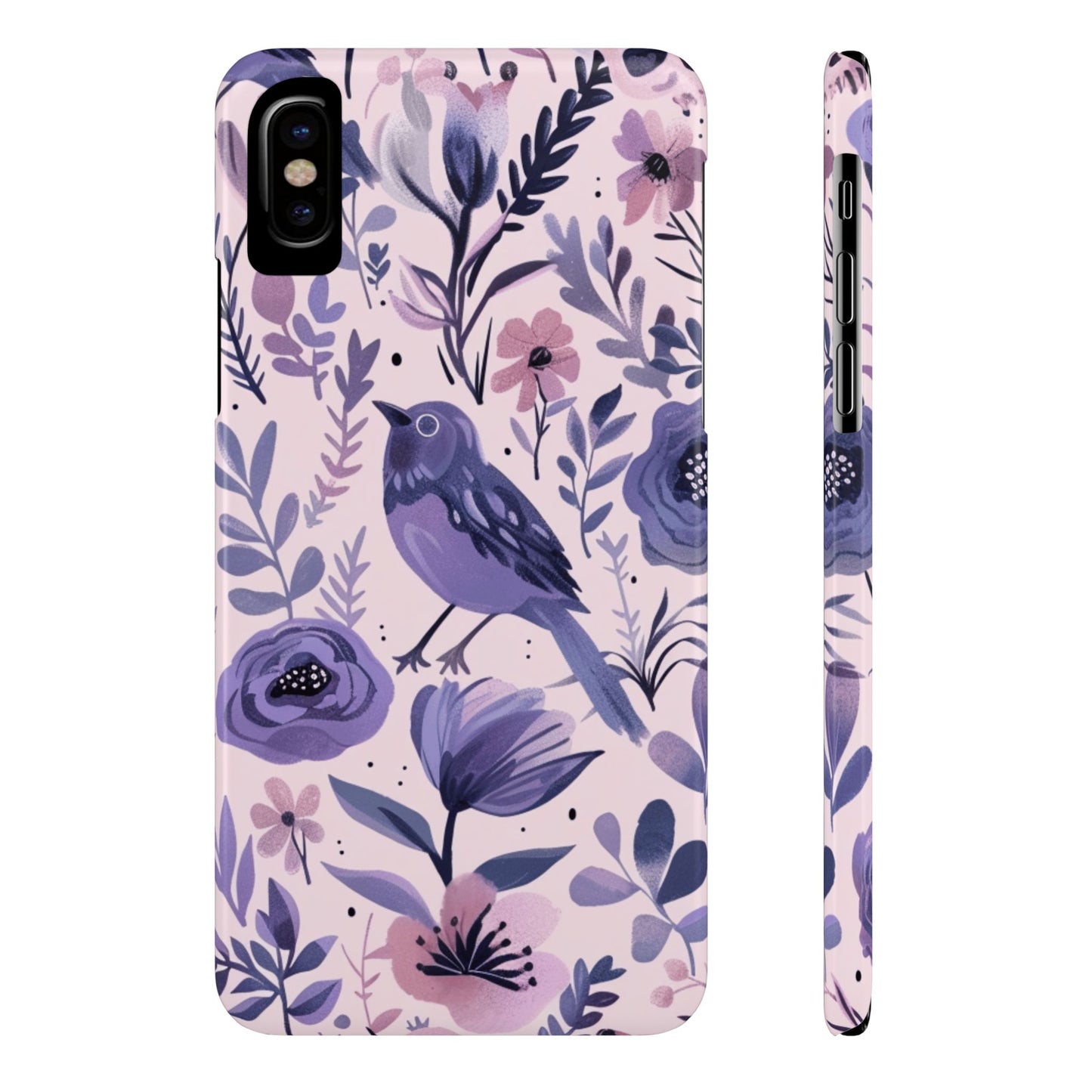 Floral Bird Slim Phone Case, Elegant Phone Cover, Cute Gift for Bird Lovers, Spring Vibes, Nature-Inspired